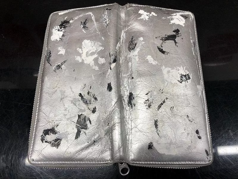 Comme des Garcons Wallets Comme des Garcons Wallet Long Paint Round Zip Gray