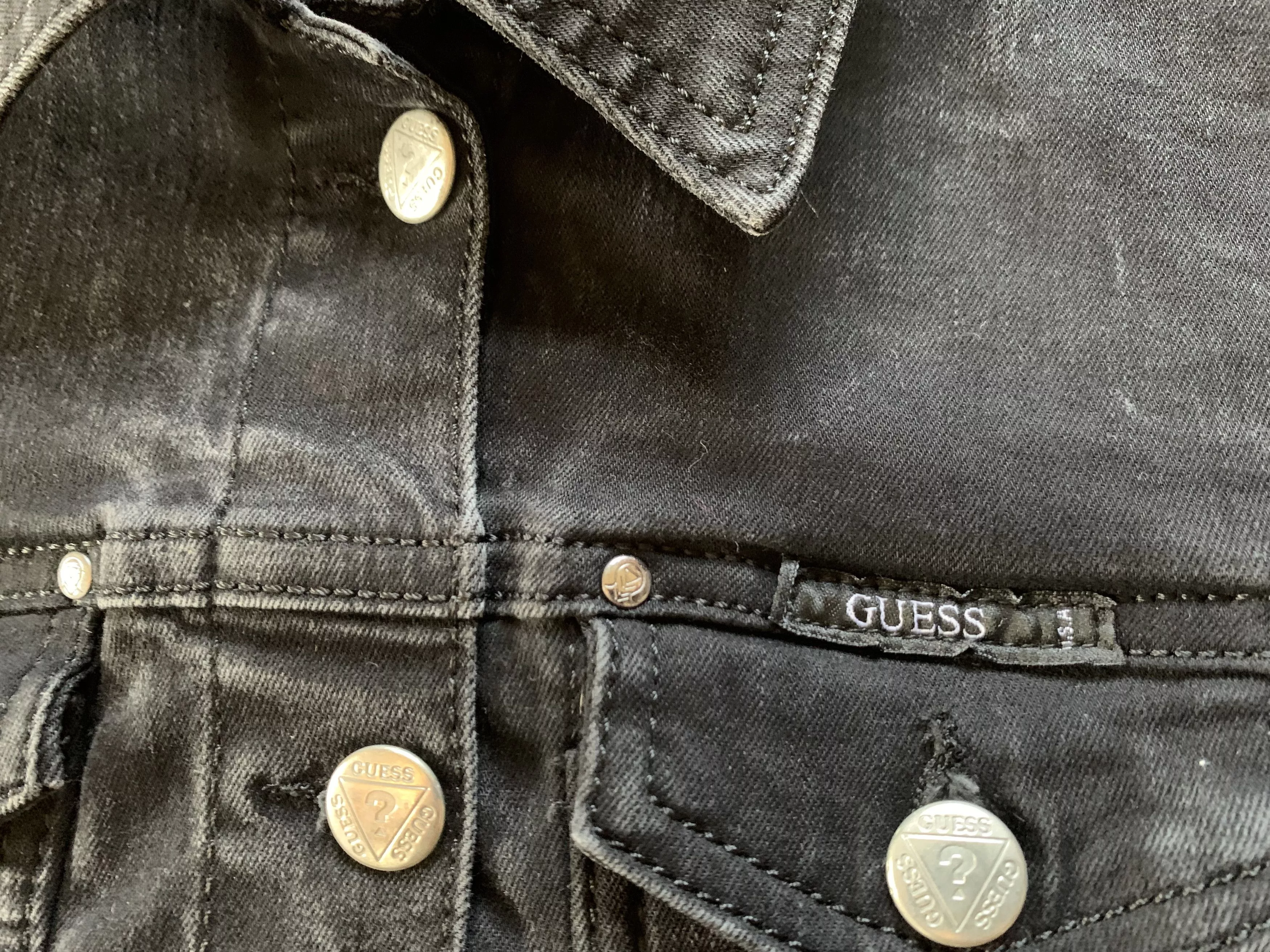 Guess Denim Jackets Guess Black Stretch Denim Jacket Vintage