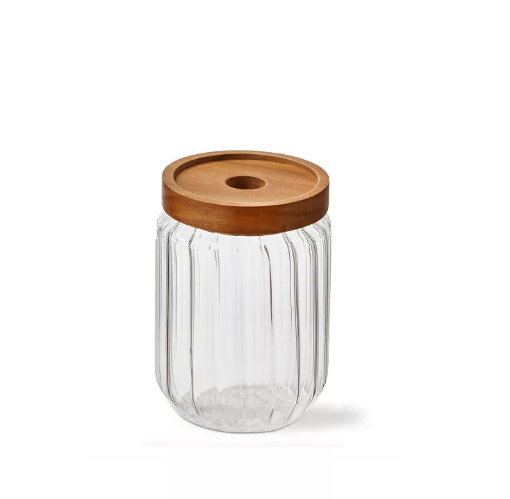 Ribbed Glass Canister Medium