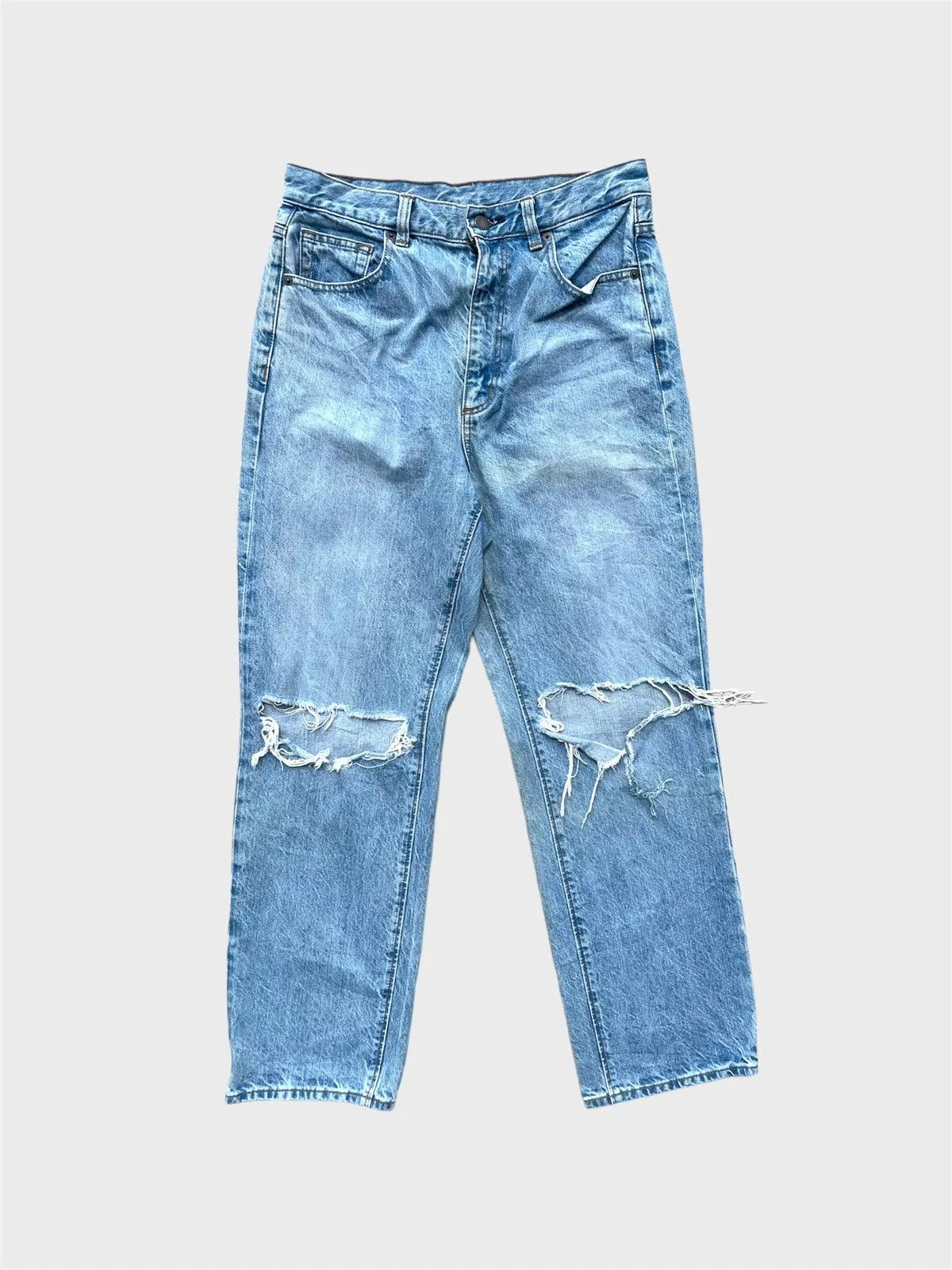 Jean Denim 🔥 Gu Jeans Light Blue Distressed Denim W29 🔥 Streetwear