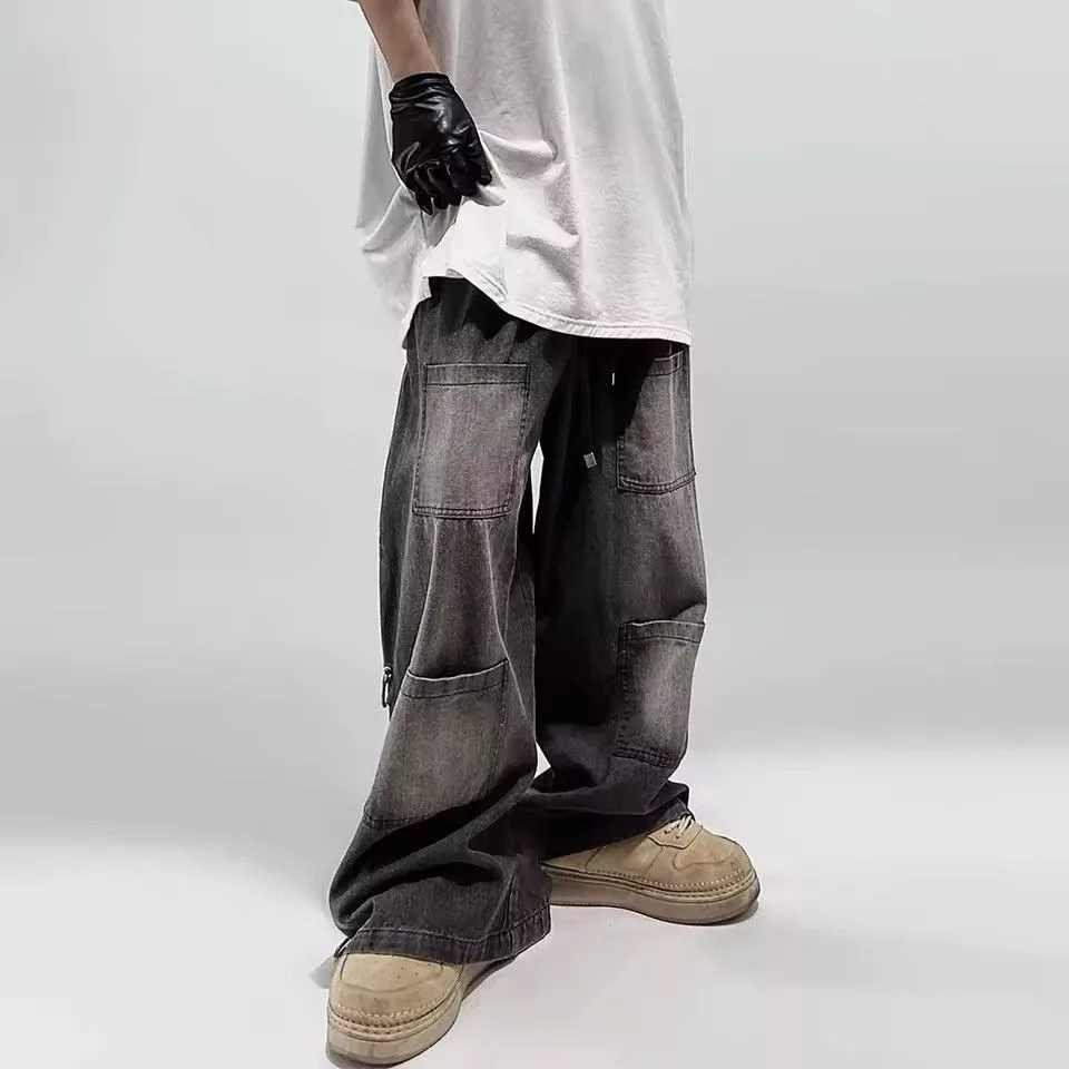 Jean Denim Oversized Pocket Retro Baggy Jeans Gray
