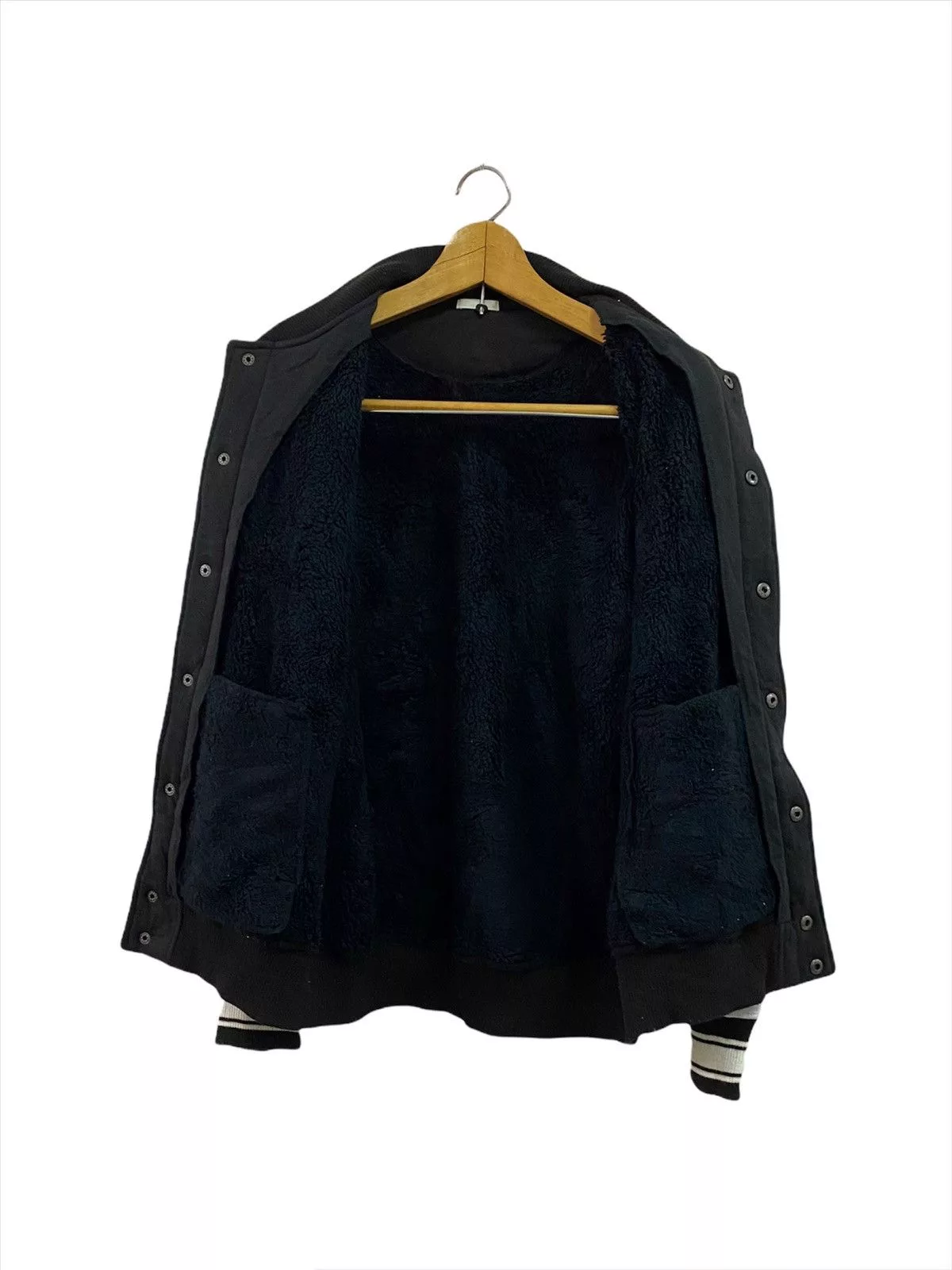 Japanese Brand Bombers Japanese Brands Letterman Varsity Plain Bomber Jacket Black Vintage