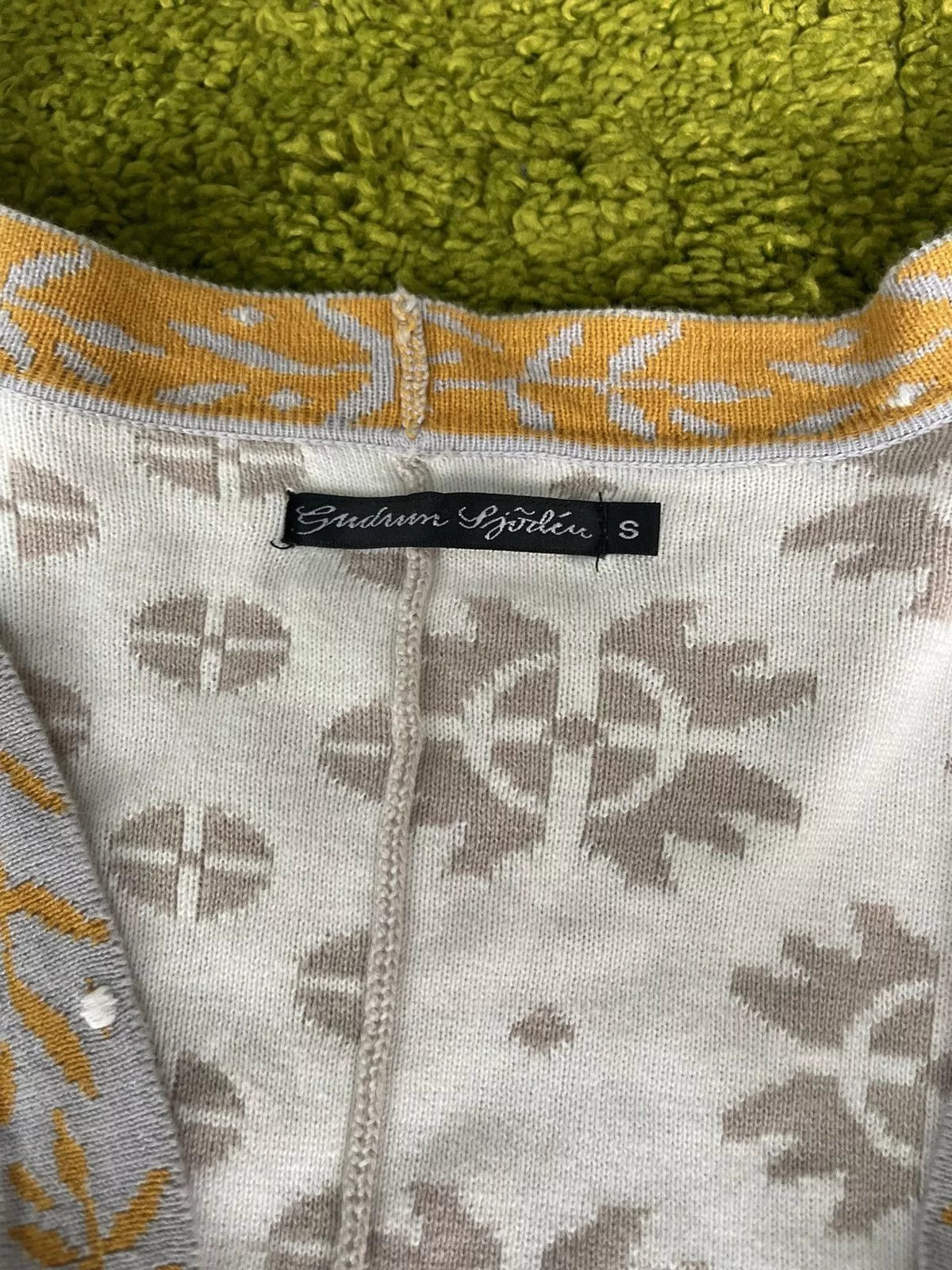 Designer Sweaters Designer Gudrun Sjoden avant garde jacquard cardigan sweater Beige Avant-Garde