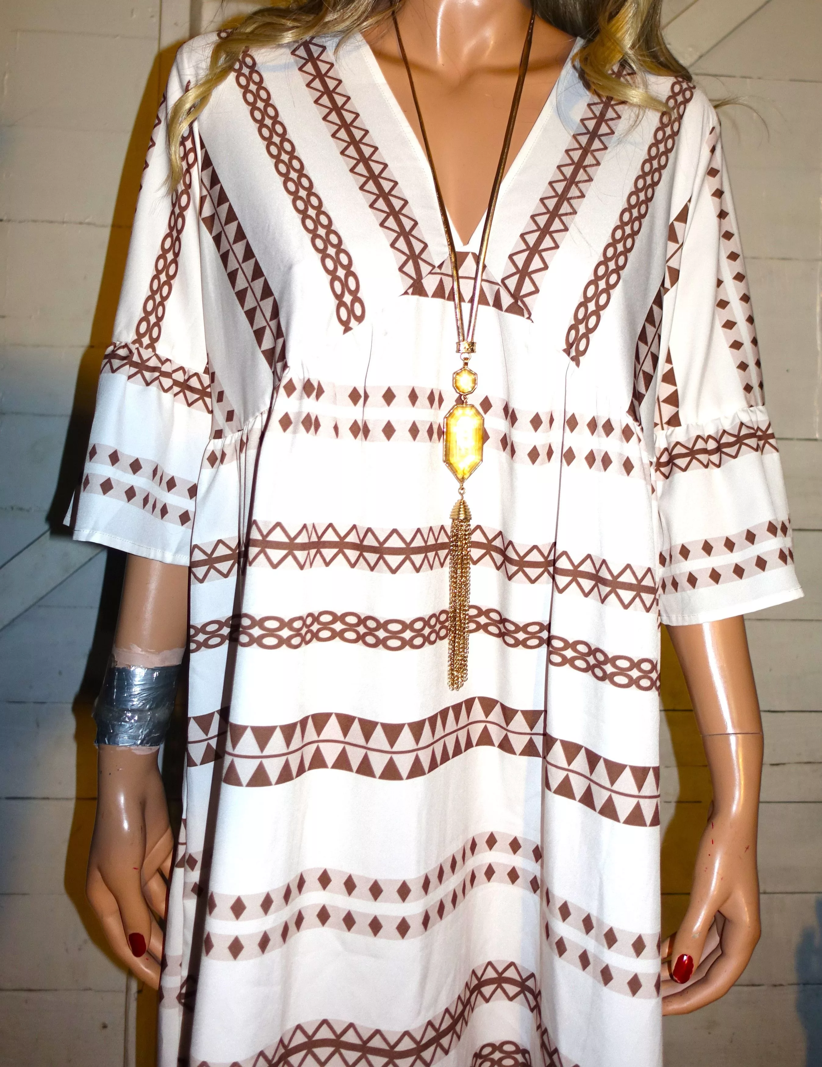 Other Mini Dresses Other Cupshe Brown Beige Boho Dress L NWT Multi