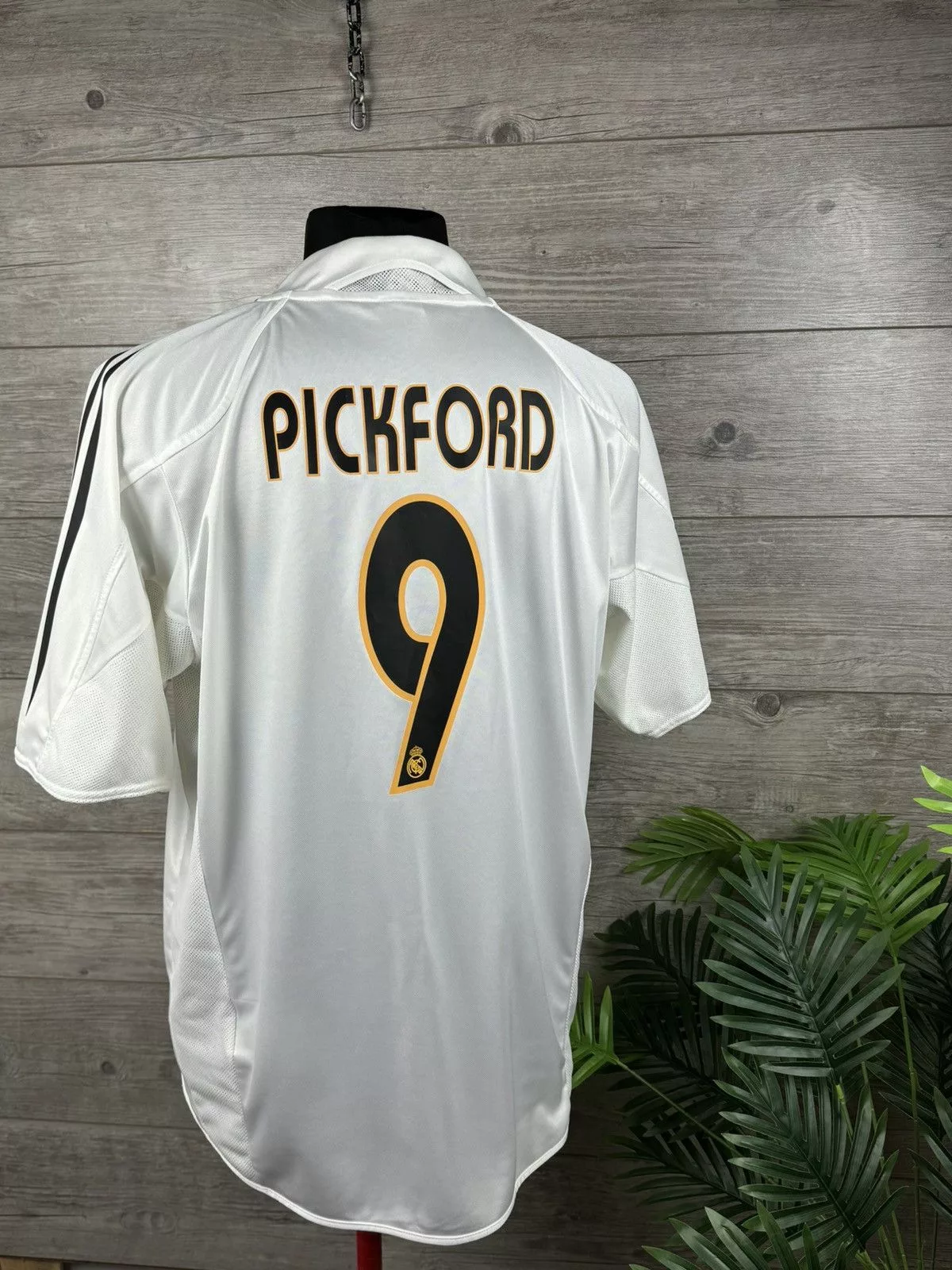 Adidas Jerseys ADIDAS REAL MADRID SOCCER JERSEY VINTAGE 2004 #9 PICKFORD White Sportswear