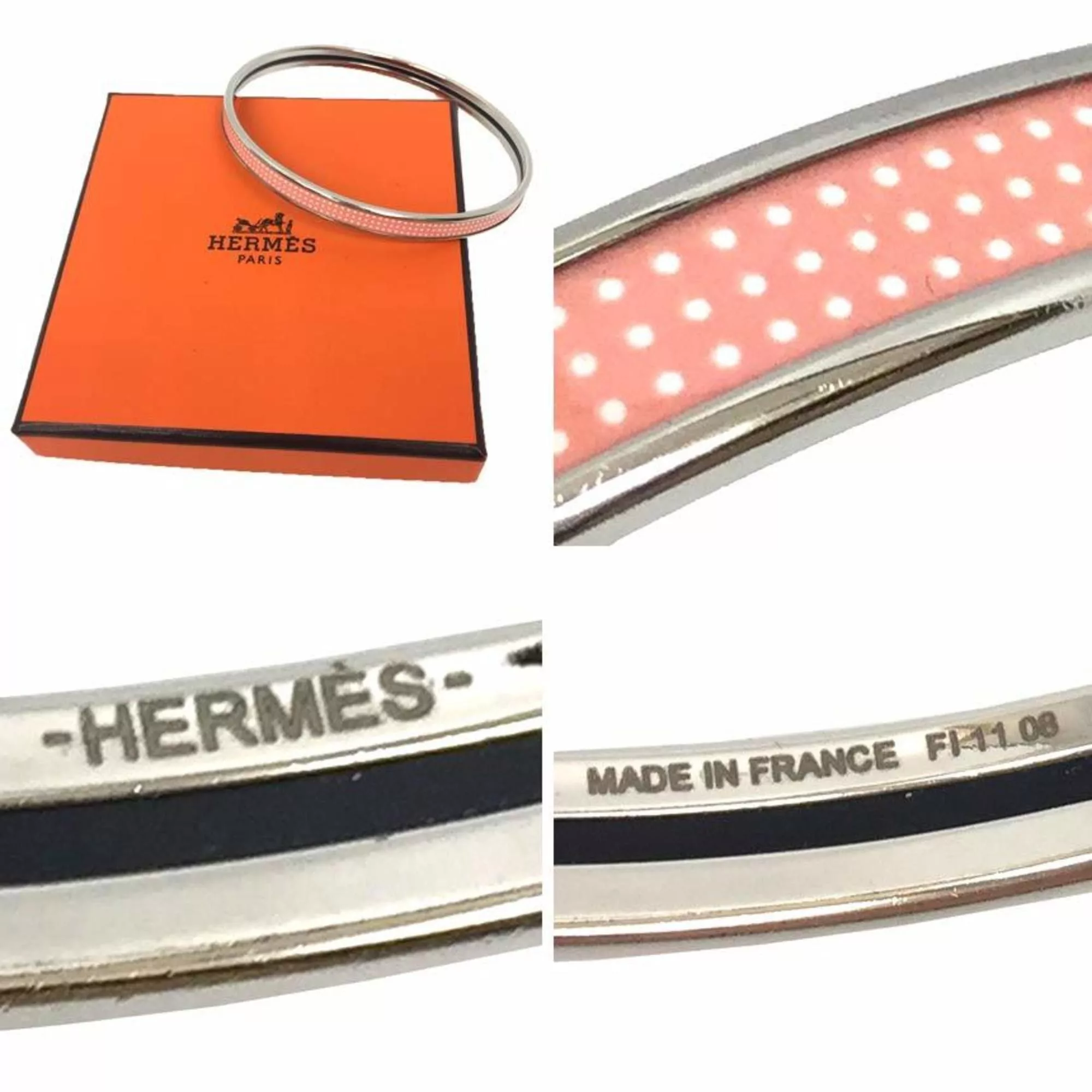 Hermes Bracelets Hermes Bangle Bracelet Uni H Pink x Silver 10014224