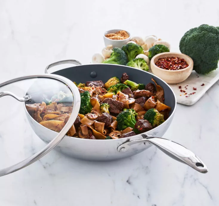 Valencia Pro Ceramic 12" Wok w/ Lid & Helper Handle