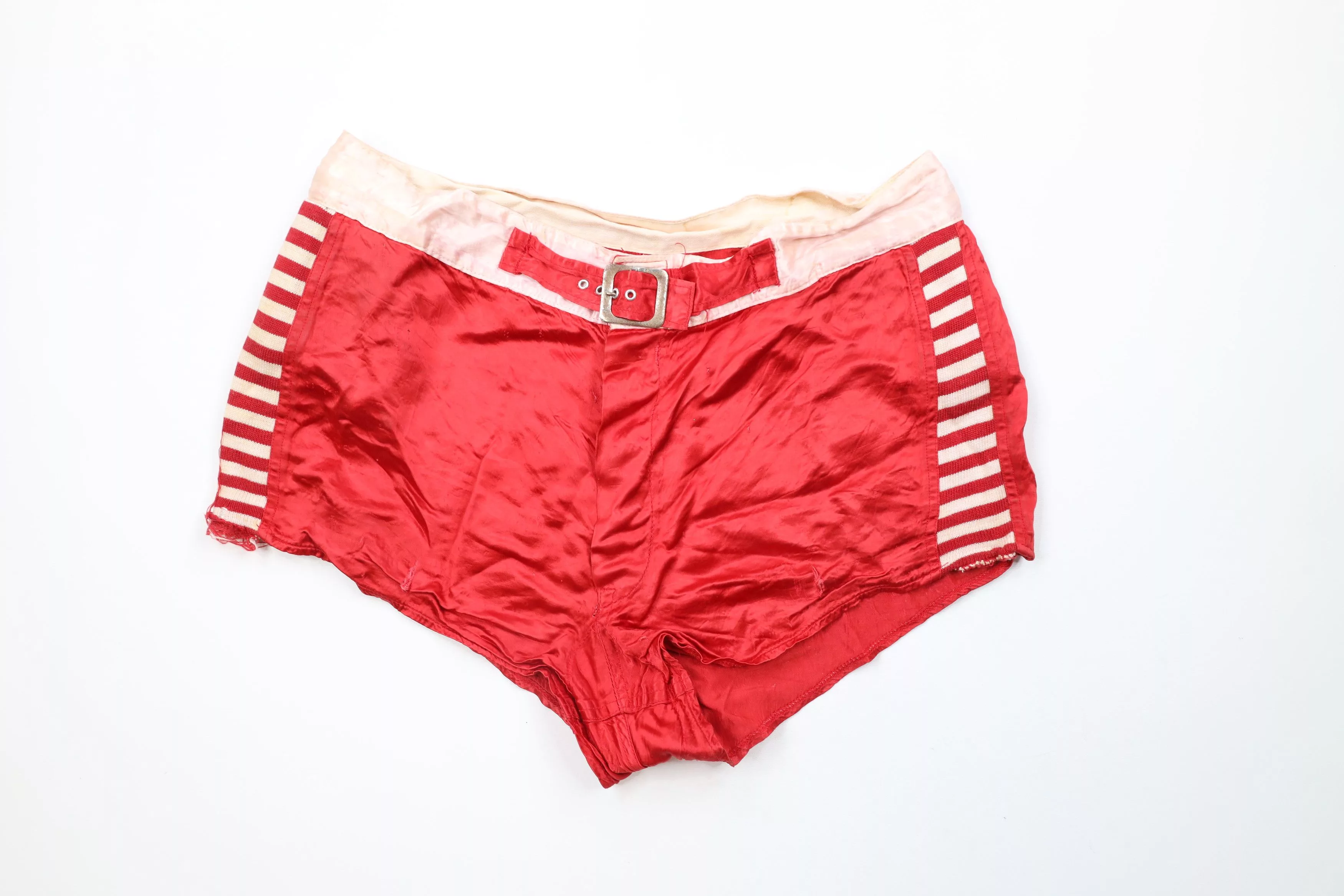 Vintage Shorts Vintage 40s 50s Belted Silky Nylon Basketball Shorts USA Red