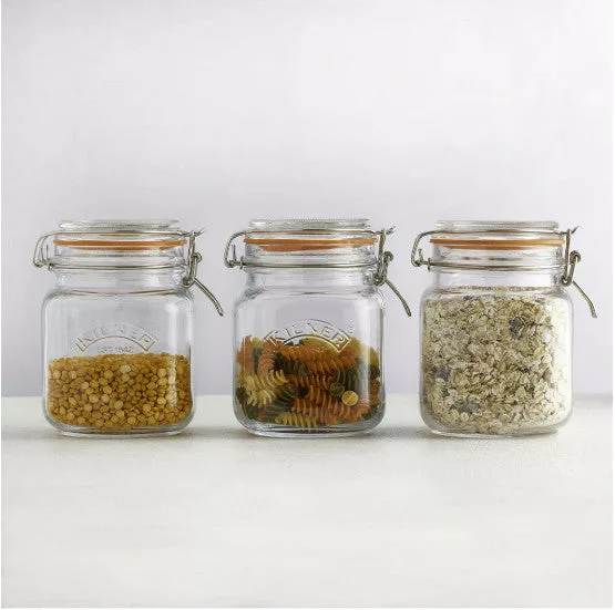 34 oz Clip Top Square Jar