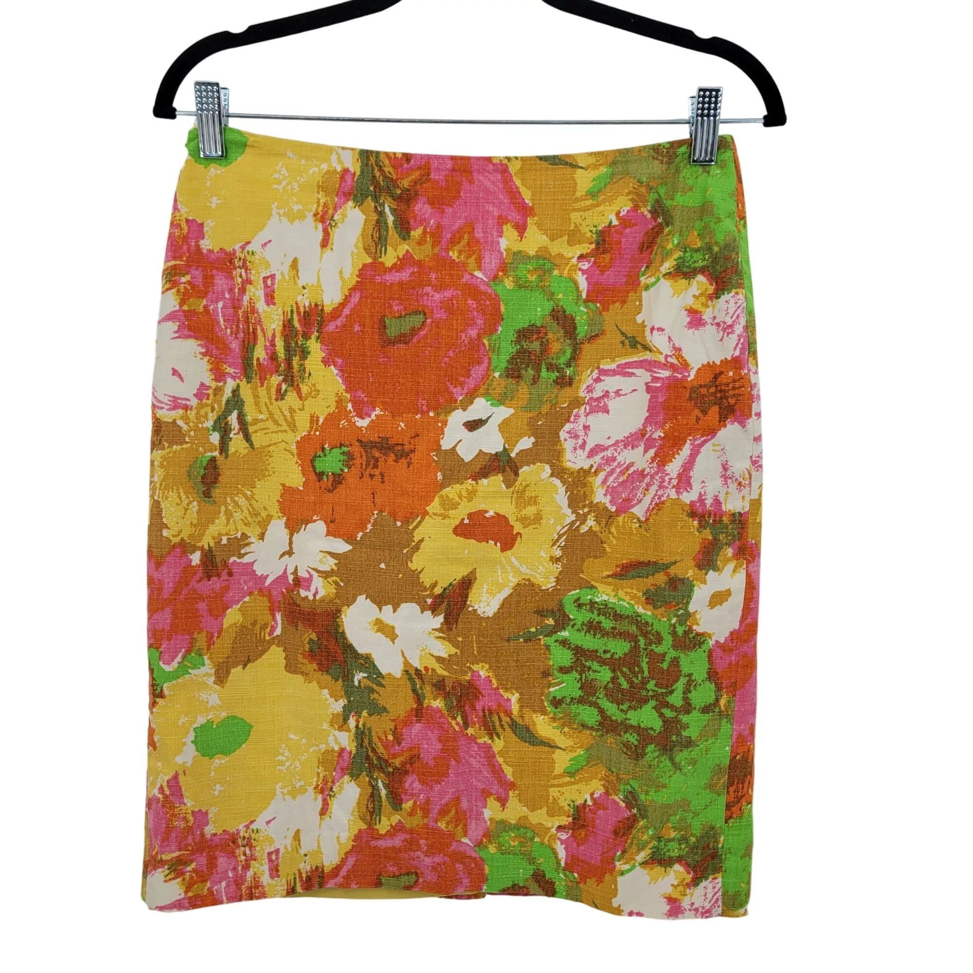 Talbots Mini Skirts Talbots Skirt 2 Floral Garden Print 100% Cotton Pencil Mini Multi