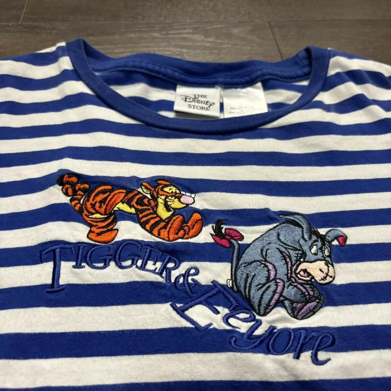 Disney Short Sleeve T Shirts Vintage Disney Tigger And Eeyore Striped T Shirt 00s Blue