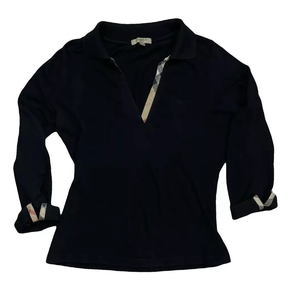 Burberry Blouses Burberry polo longsleeve with pattern Size: XS Black