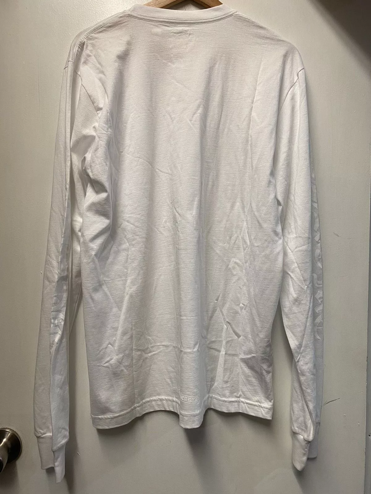 Chrome Hearts Long Sleeve T Shirts Chrome Hearts Script Neck Logo Triple White Longsleeve