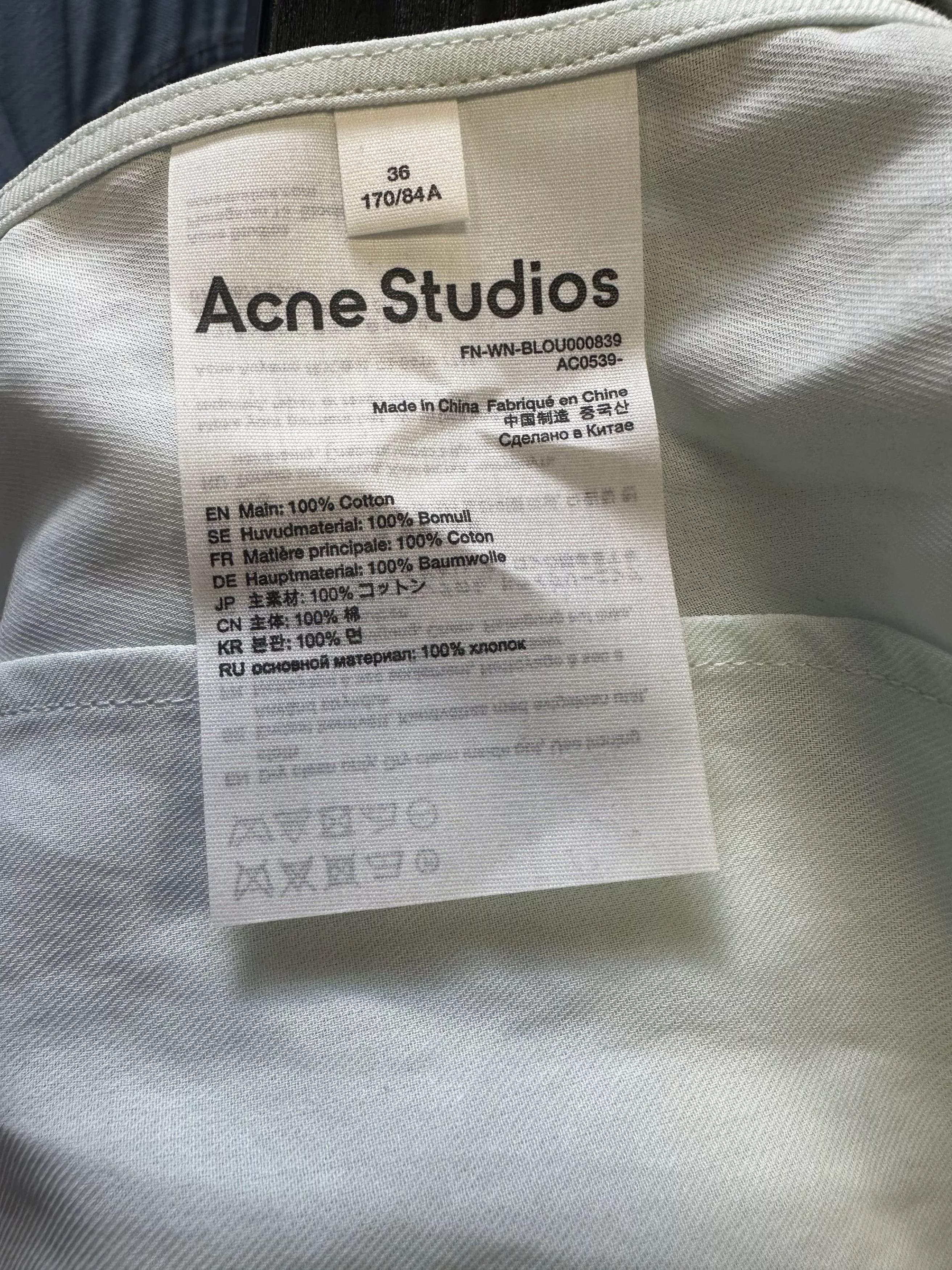 Acne Studios Blouses ACNE STUDIOS BUTTONED SHIRT MINT Green
