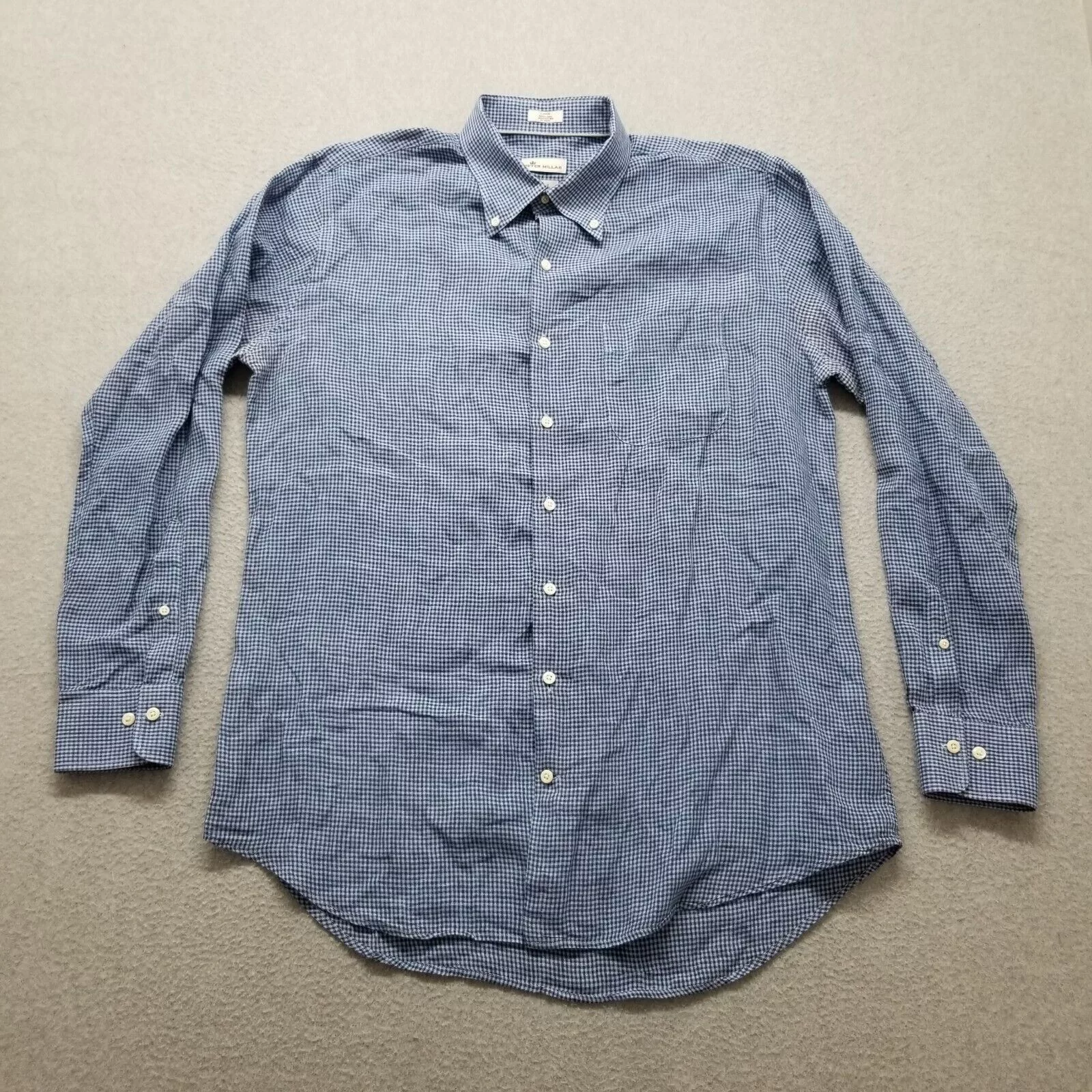 Peter Millar Shirts Button Ups Peter Millar Shirt Mens L Button Up Long Sleeve 100% Linen Blue