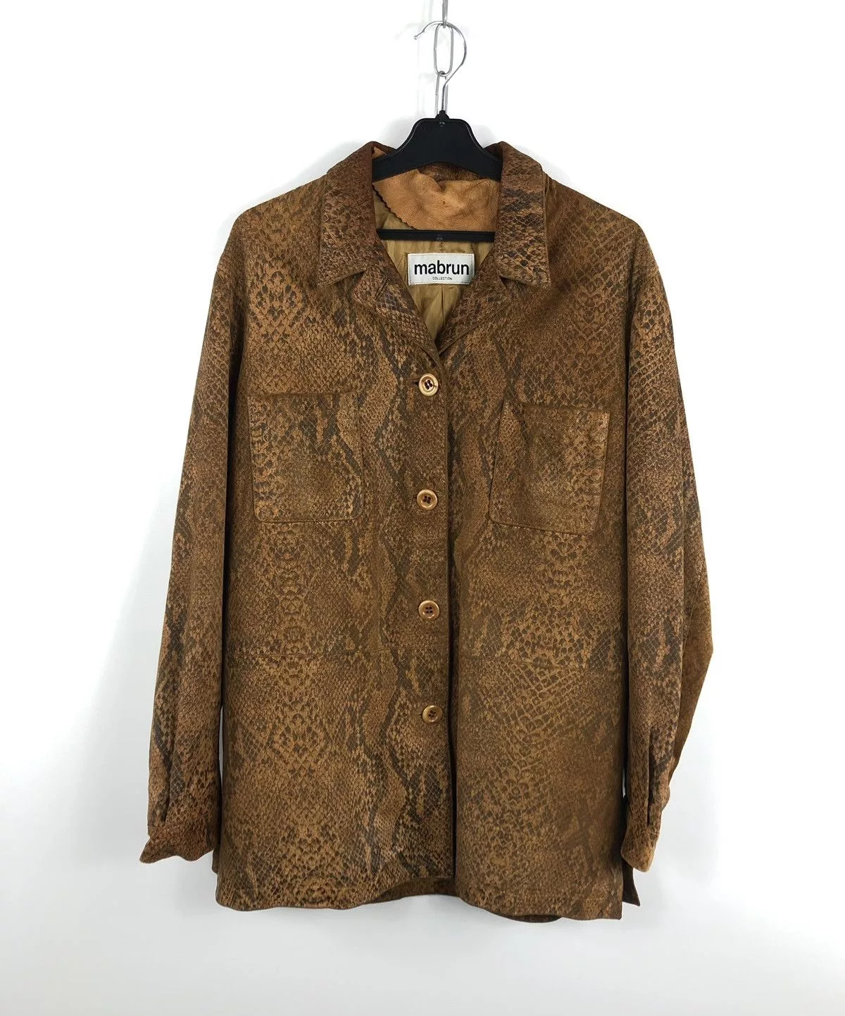 Designer Leather Jackets Designer × Vintage Mabrun Woman’s Crocodile Leather Jackets Button Style Sz L Brown