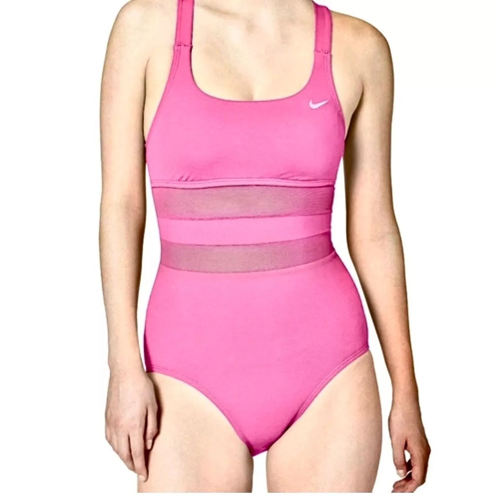 Nike Miscellaneous Nike Bathing Suit- One Piece with Mesh Panels - Size Small Pink