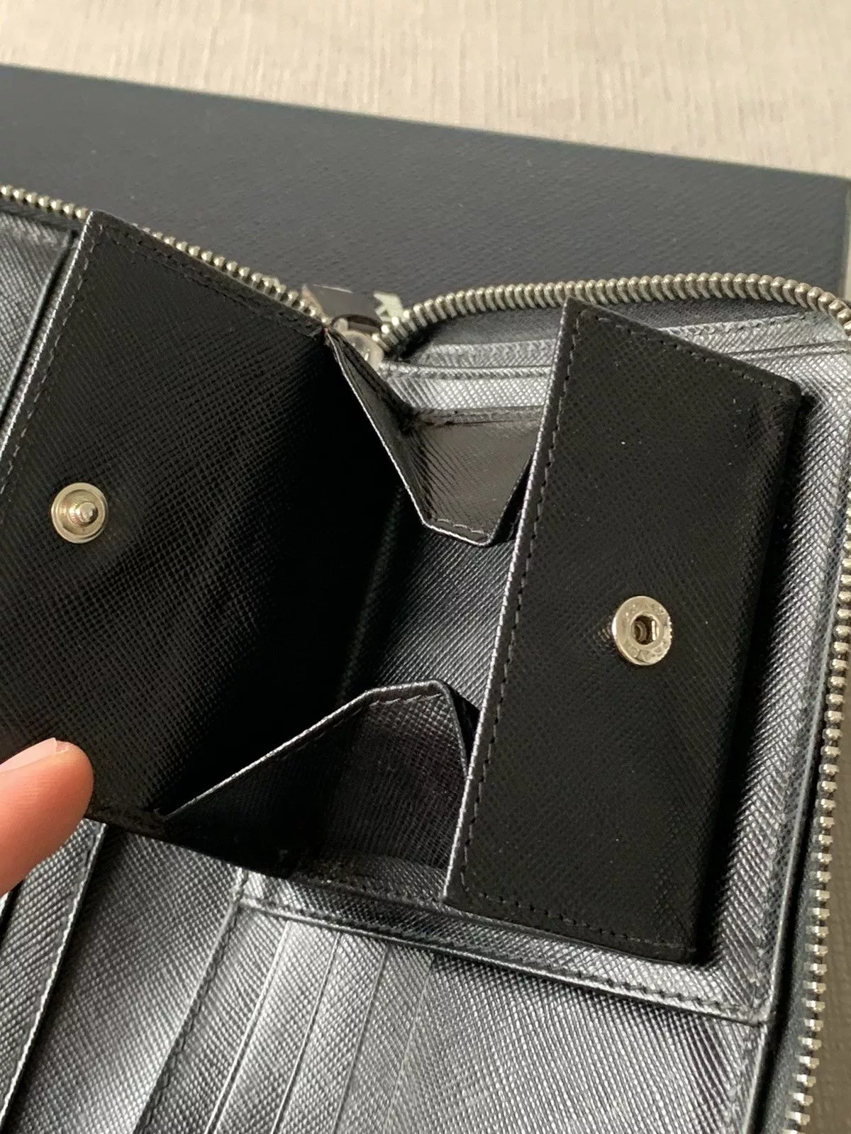 Prada Wallets Prada black leather wallet purse with box