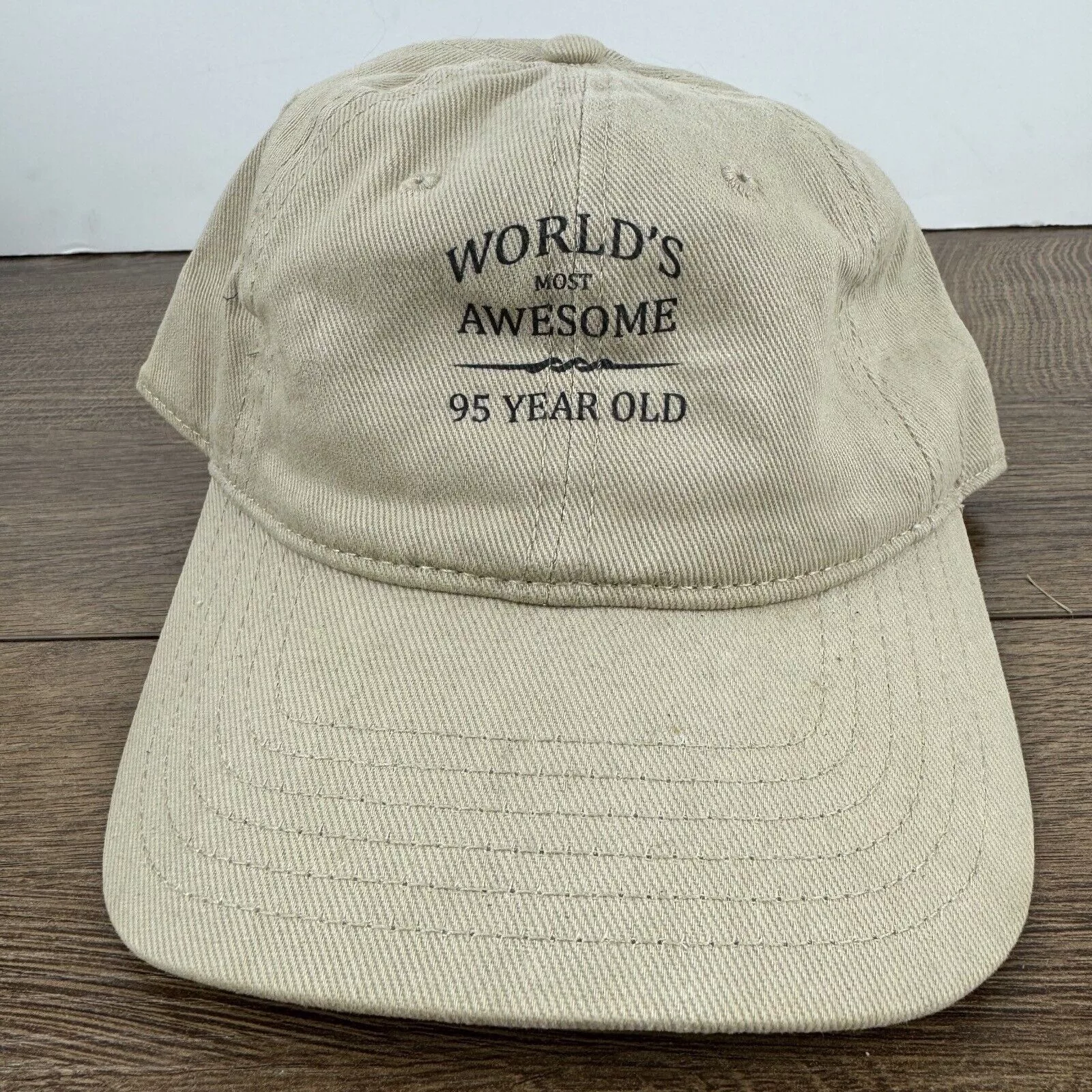 Other Hats Other 95 Years Old Hat Worlds Awesome 95 Tan Brown Hat Adjustable