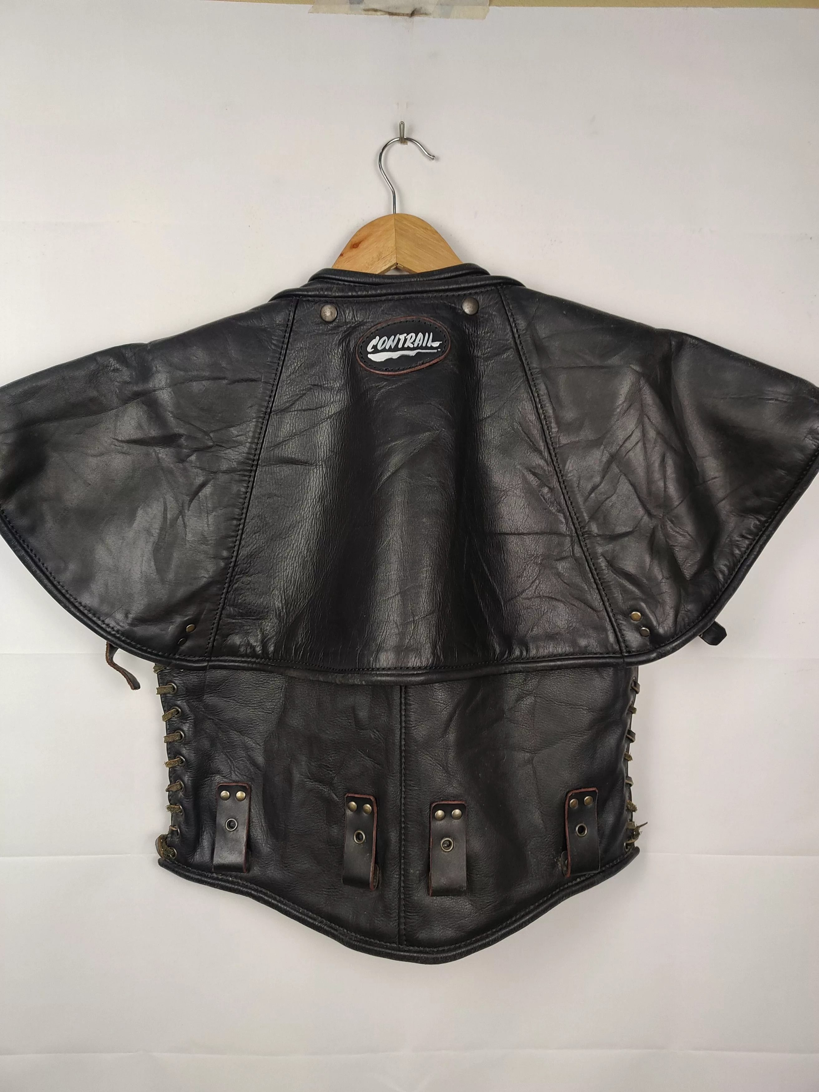 Designer Leather Jackets Designer Vintage Contrail Cybernetic Post apocalyptic Design Jacket Black