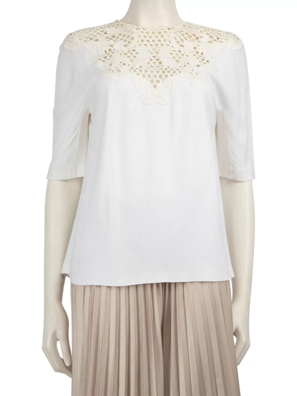 Stella McCartney Short Sleeve T Shirts Stella McCartney White Lace Panel Top