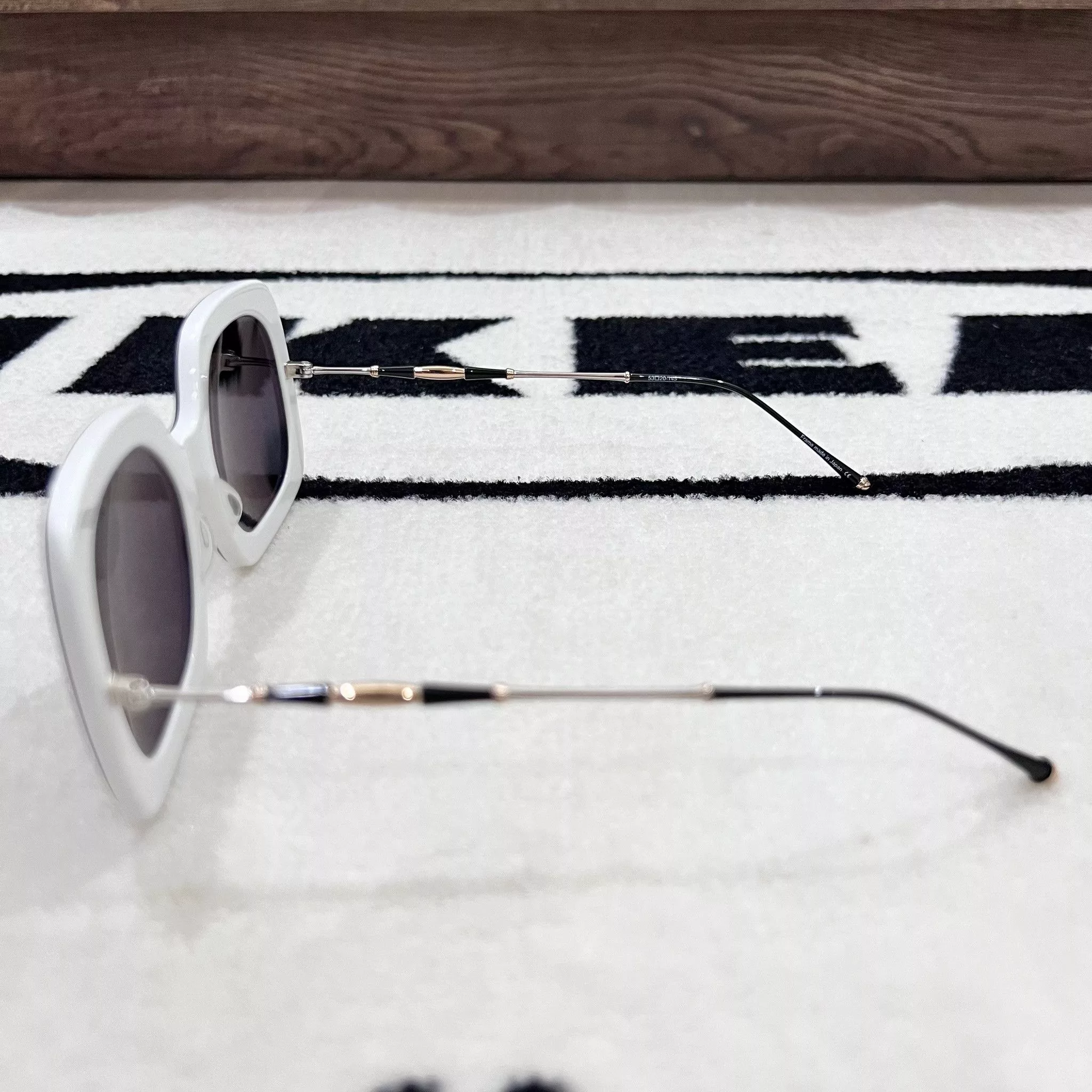 Matsuda Sunglasses Matsuda M2035 5-Barrel Riveted Hinge Sunglasses WHITE/SILVER Black