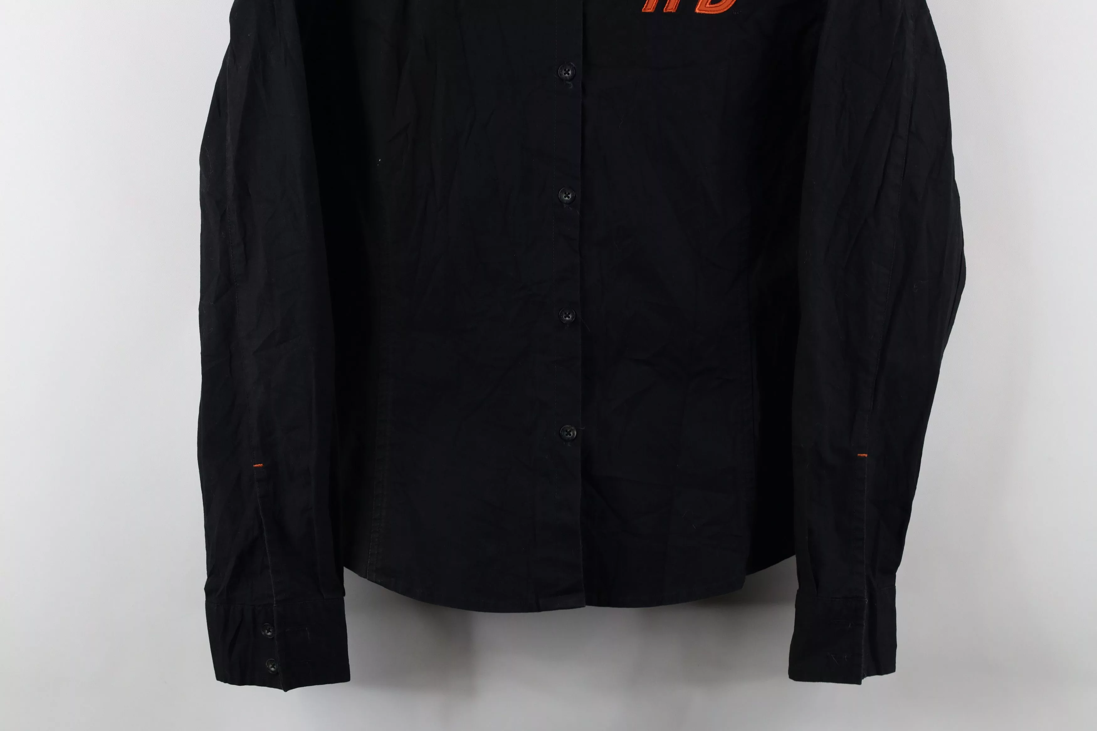 Harley Davidson Button Ups Harley Davidson × Vintage Vintage Harley Davidson Out Collared Mechanic Button Shirt Multi