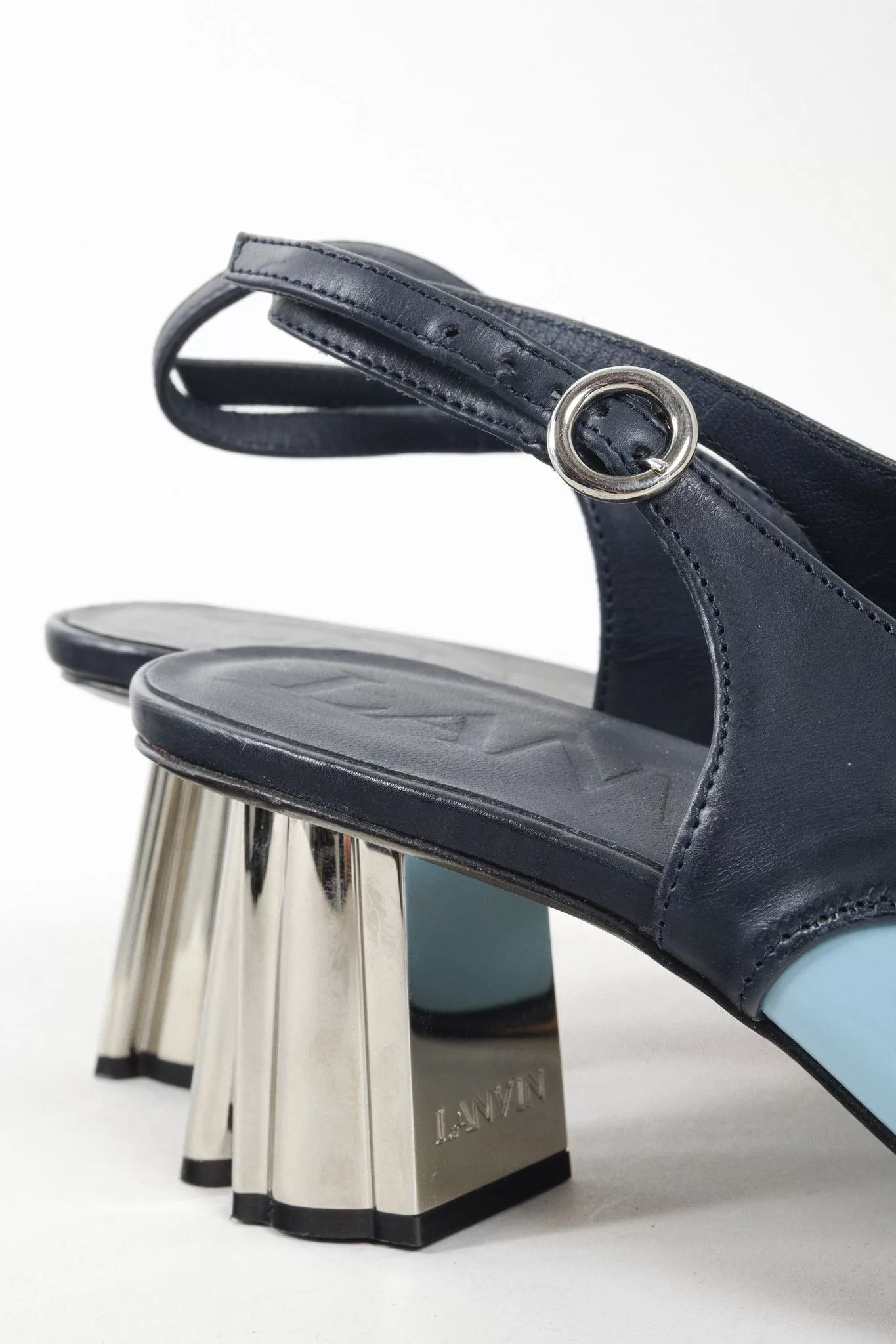 Lanvin Heels Lanvin M&E Leather Slingback Heels Blue