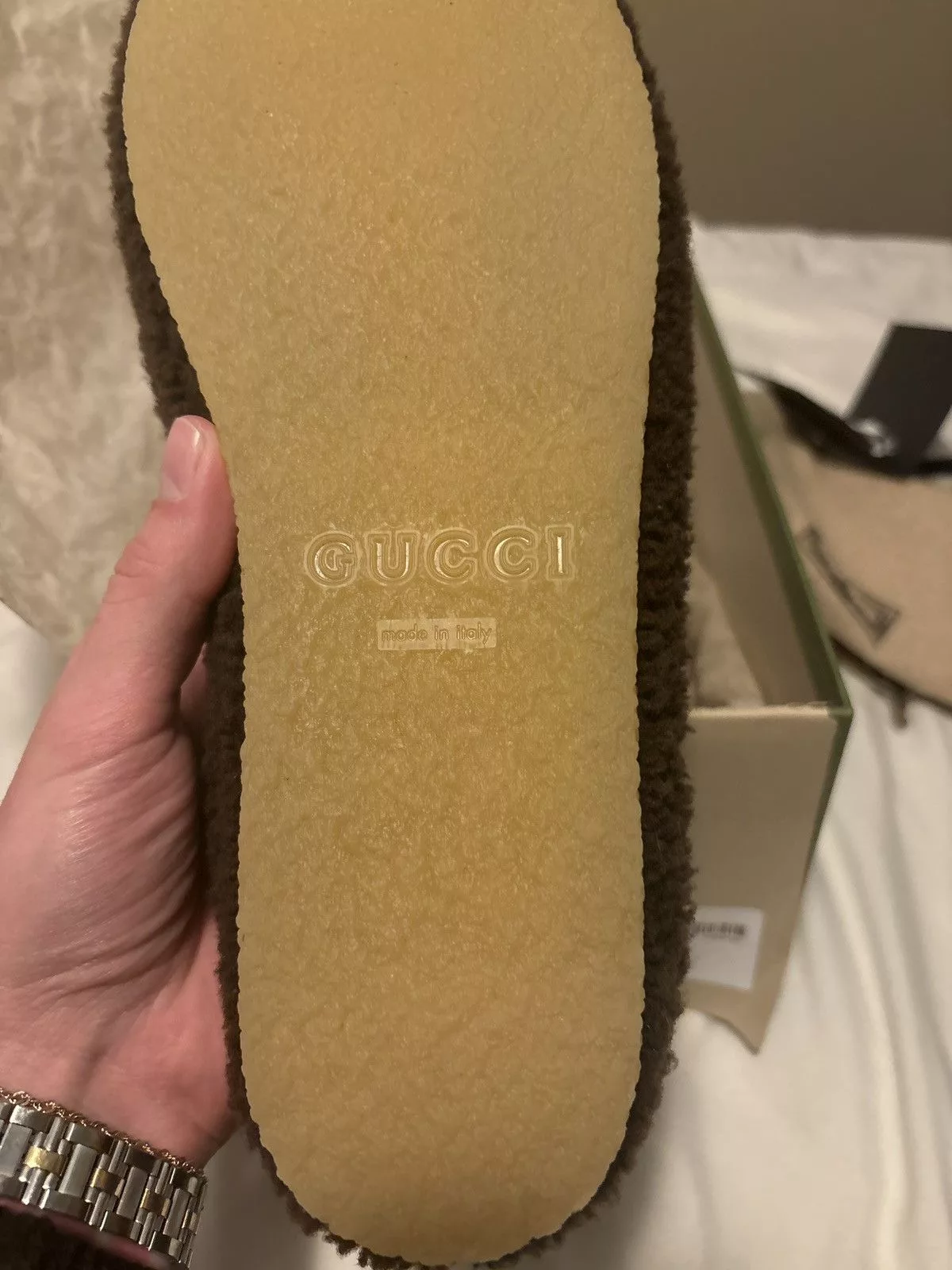 Gucci Slip Ons Gucci shearling slippers Brown