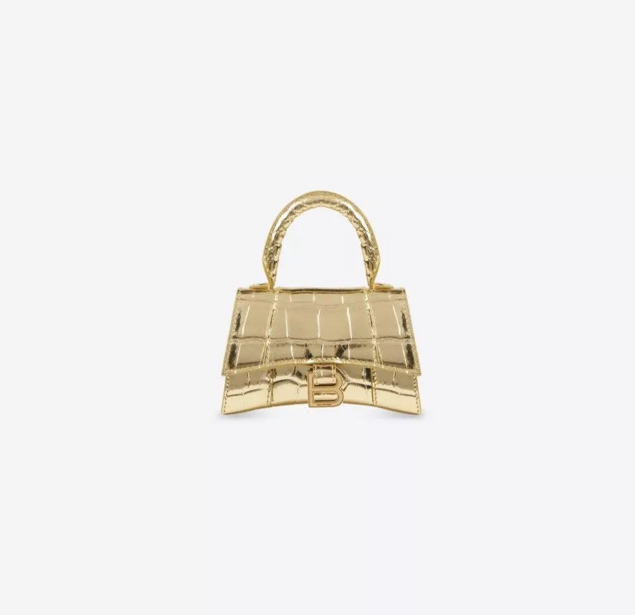 Balenciaga Handle Bags Balenciaga o1mt1gz0724 Size: OS / Hourglass XS Top Handle Bag in Gold