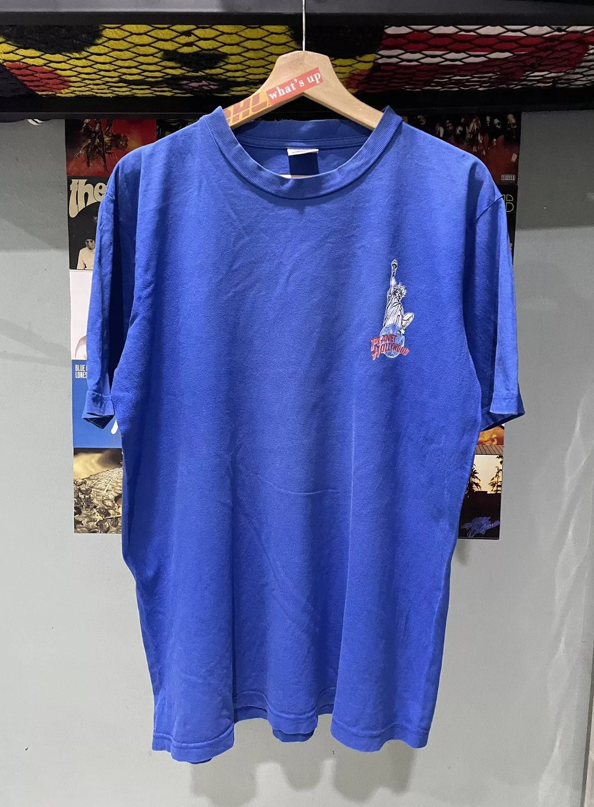 Planet Hollywood Short Sleeve T Shirts Planet Hollywood × Vintage Vintage Y2K Planet Hollywood NY Distress Tee Blue Streetwear