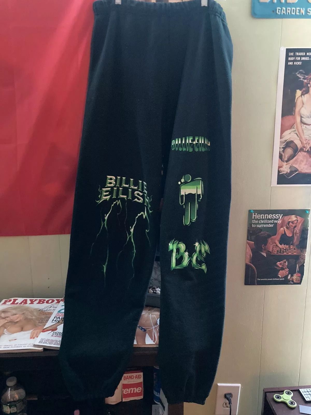 Billie Eilish Sweatpants Joggers Billie Eilish × Vintage Billie Eilish green lightning sweatpants*RARE* Black