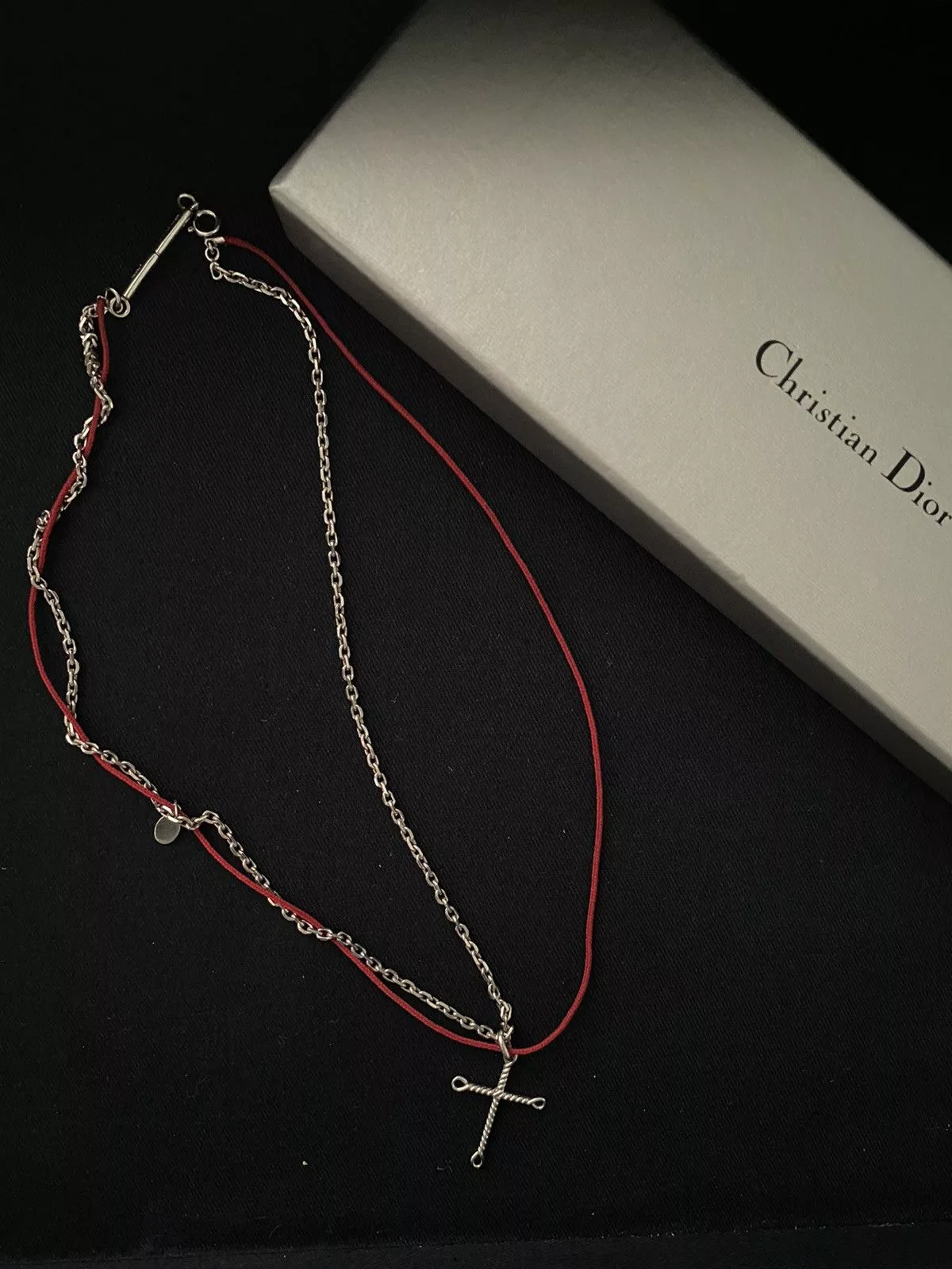 Dior Jewelry Watches Dior × Hedi Slimane FW05 Dior Homme Cross Necklace Red