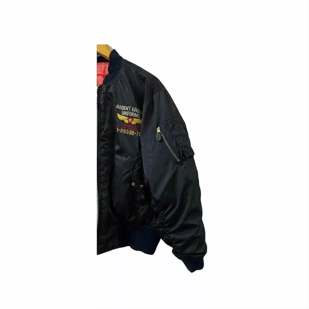 Vintage Bombers Vintage SPIRITUAL BASIC PHANTOM MILITARY COLLECTION FLIGHT JACKET Black