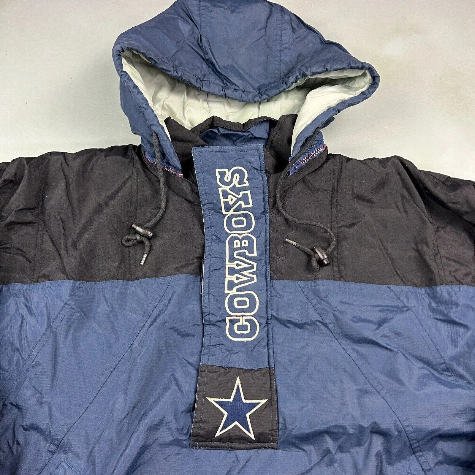 Starter Down Jackets VINTAGE 90s Dallas Cowboys Starter Anorak 1/4 Zip Jacket M Blue