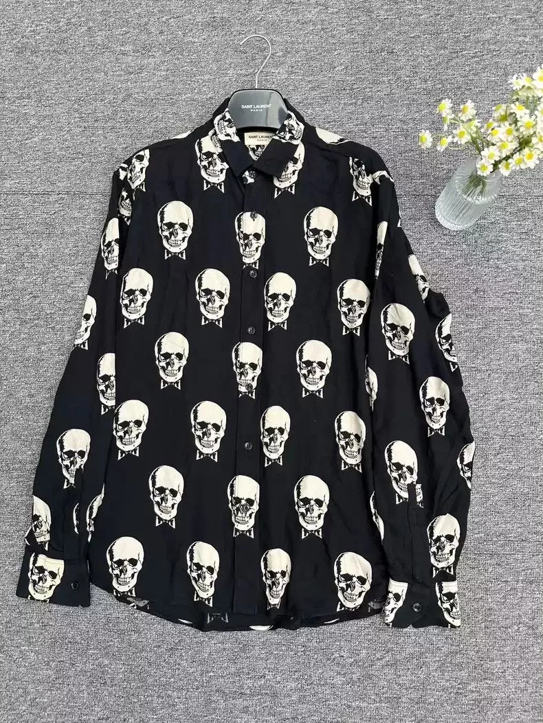 Saint Laurent Paris Shirts Button Ups Saint Laurent Paris Saint laurent slp skull shirt Black