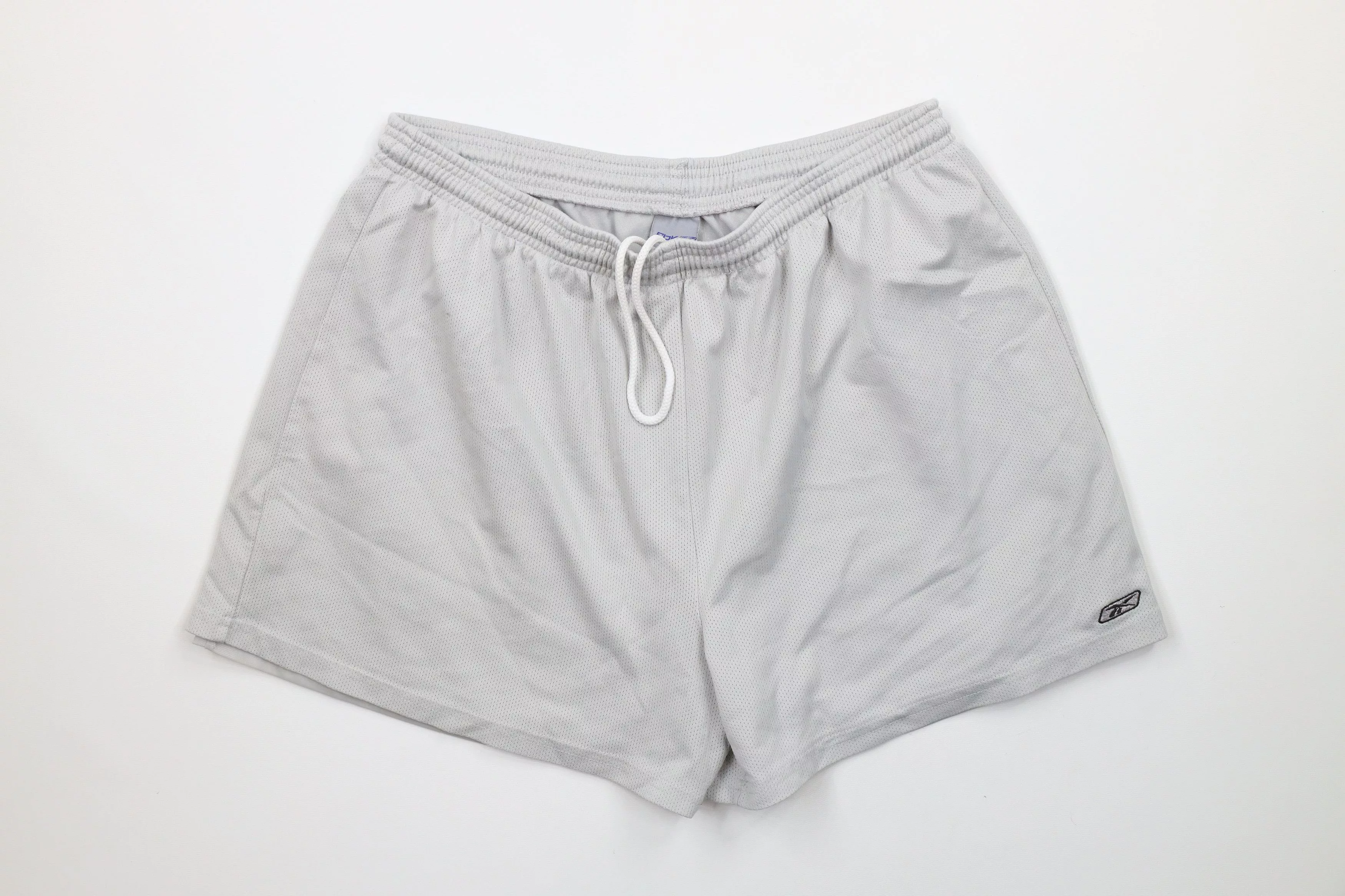 Reebok Shorts Reebok × Vintage Vintage Reebok Logo Above Knee Mesh Shorts Gray Polyester 4"