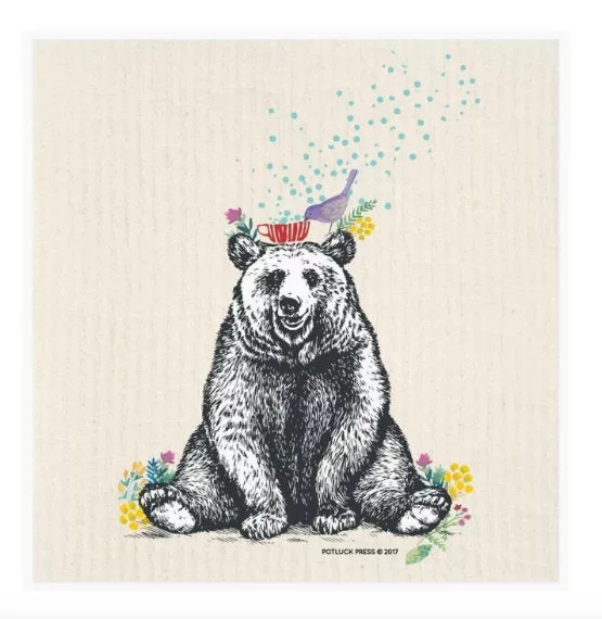 Bear and Birdie Swedish Dishcloth