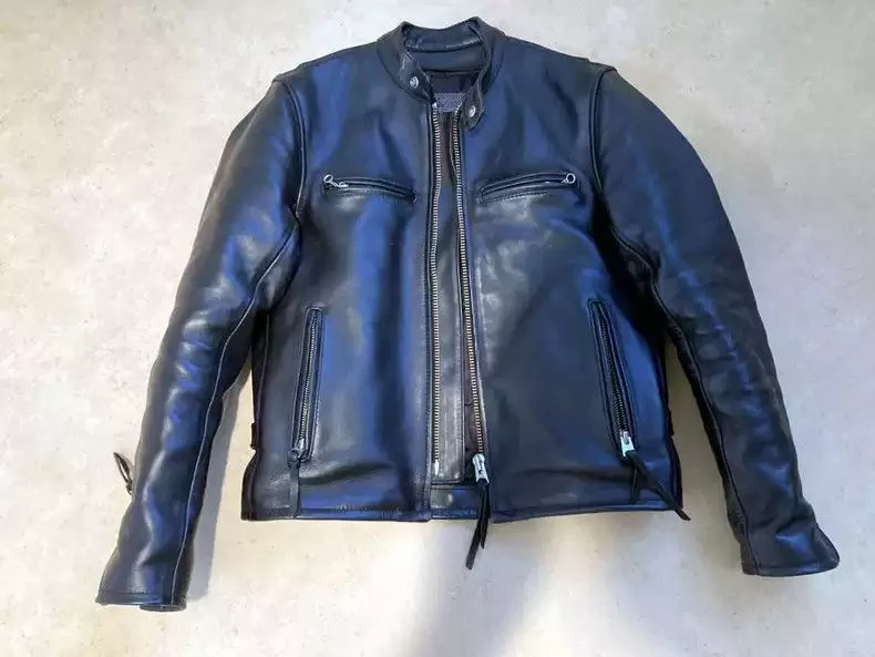 Kadoya Leather Jackets kadoya Straight-pull collar leather coat Black