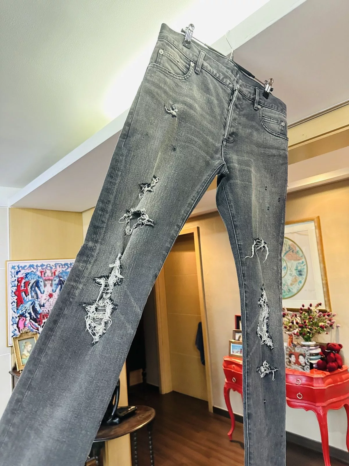 Balmain Denim Balmain Collection Distressed Jeans Gray