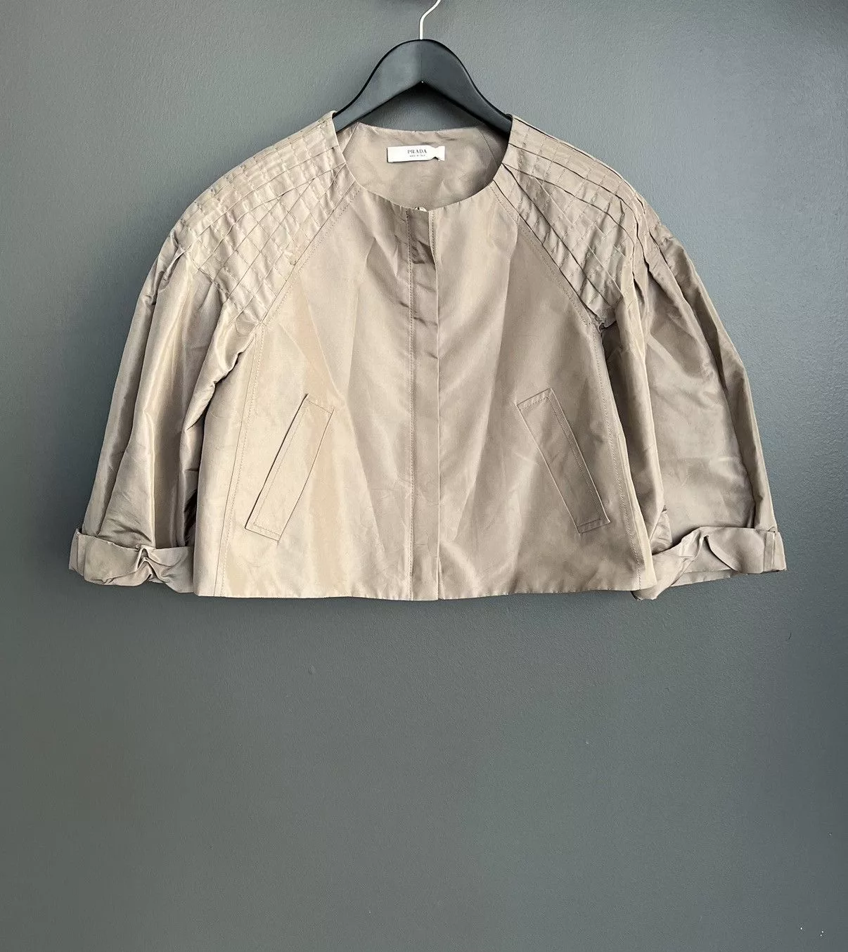 Prada Jackets Prada FW08 Cropped Silk and Nylon Jackets Beige