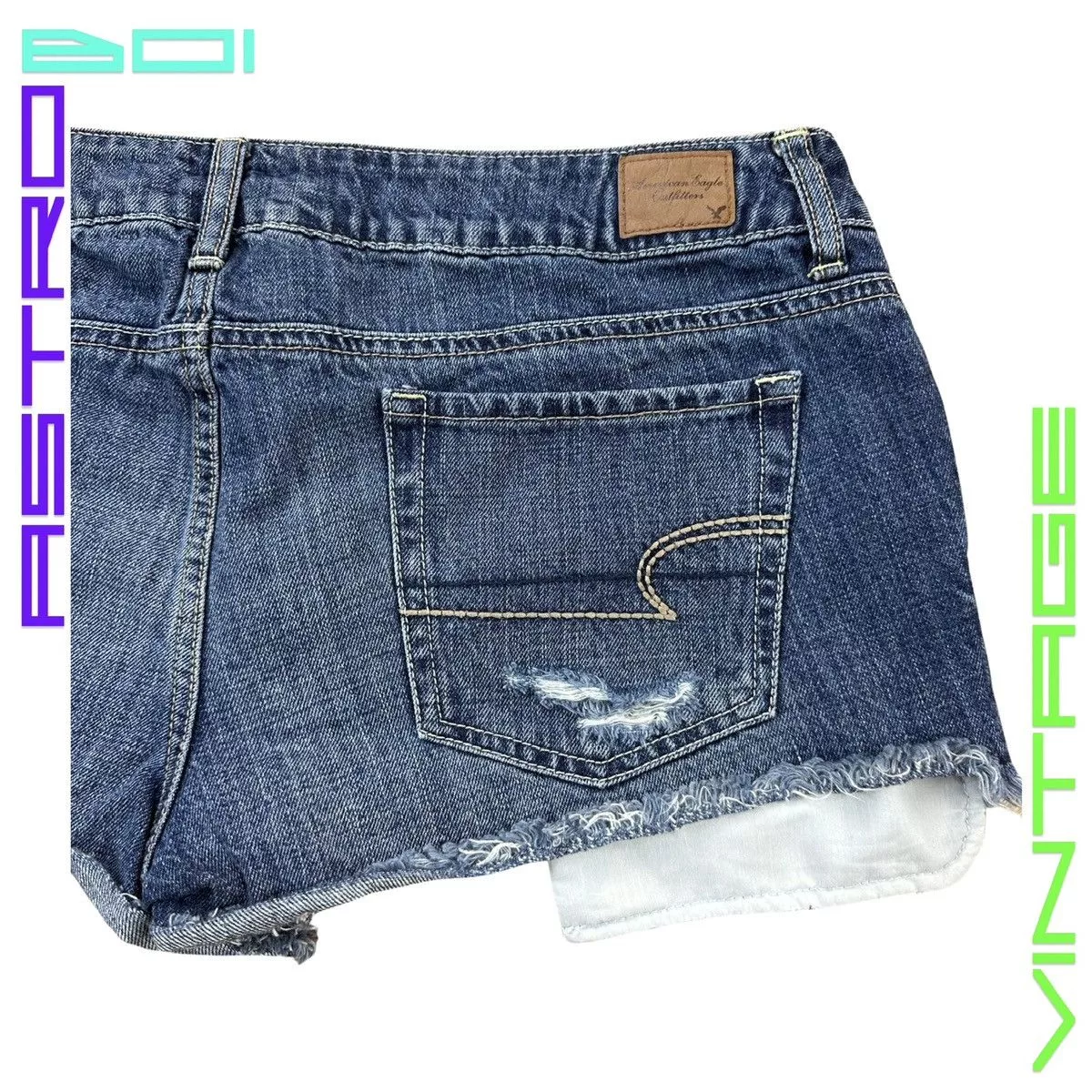 American Eagle Outfitters Shorts American Eagle Outfitters AMERICAN EAGLE SEQUIN BLUE DENIM MINI SHORTS_ 34"