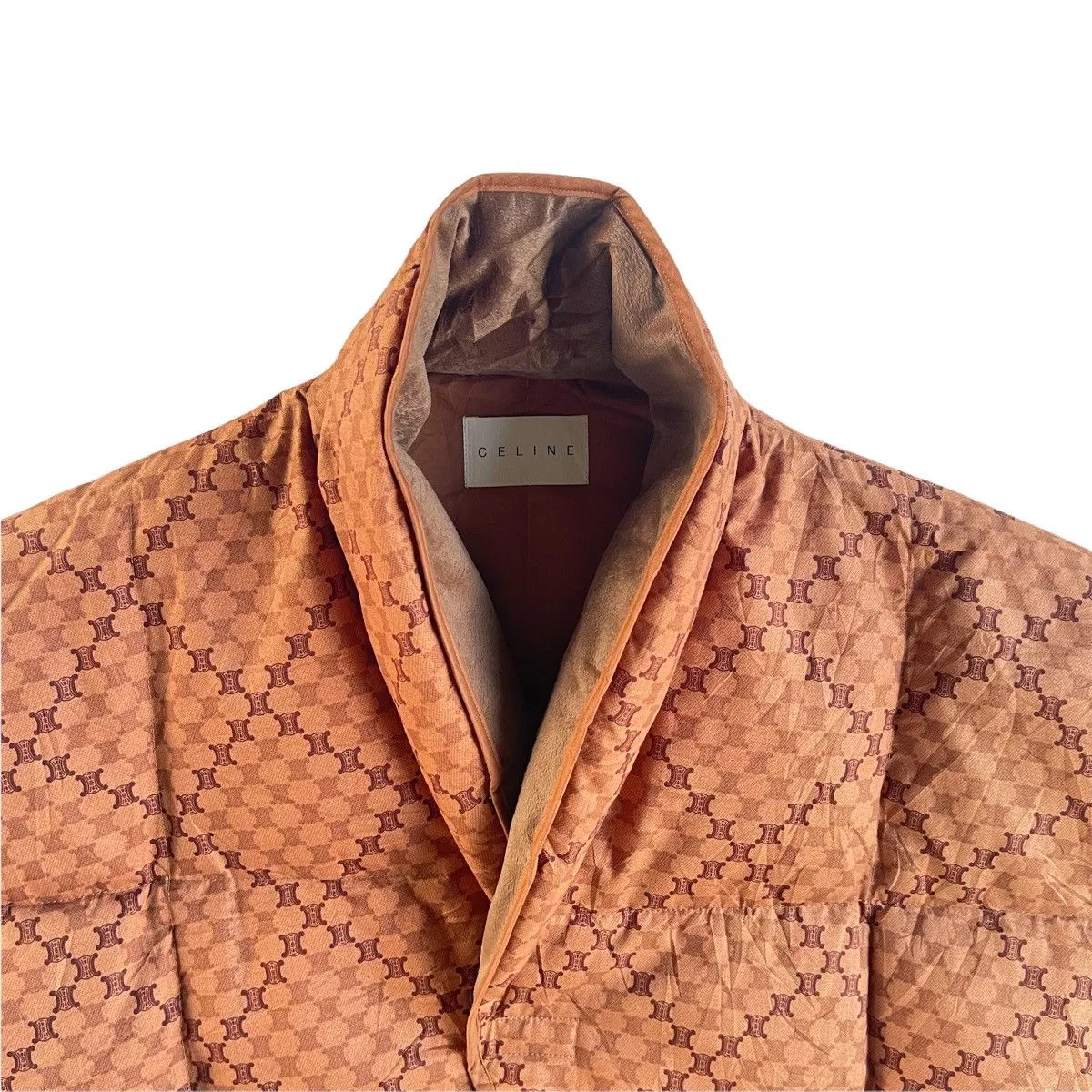 Celine Light Jackets Celine Monogram Puffer Down Crop Vest Brown