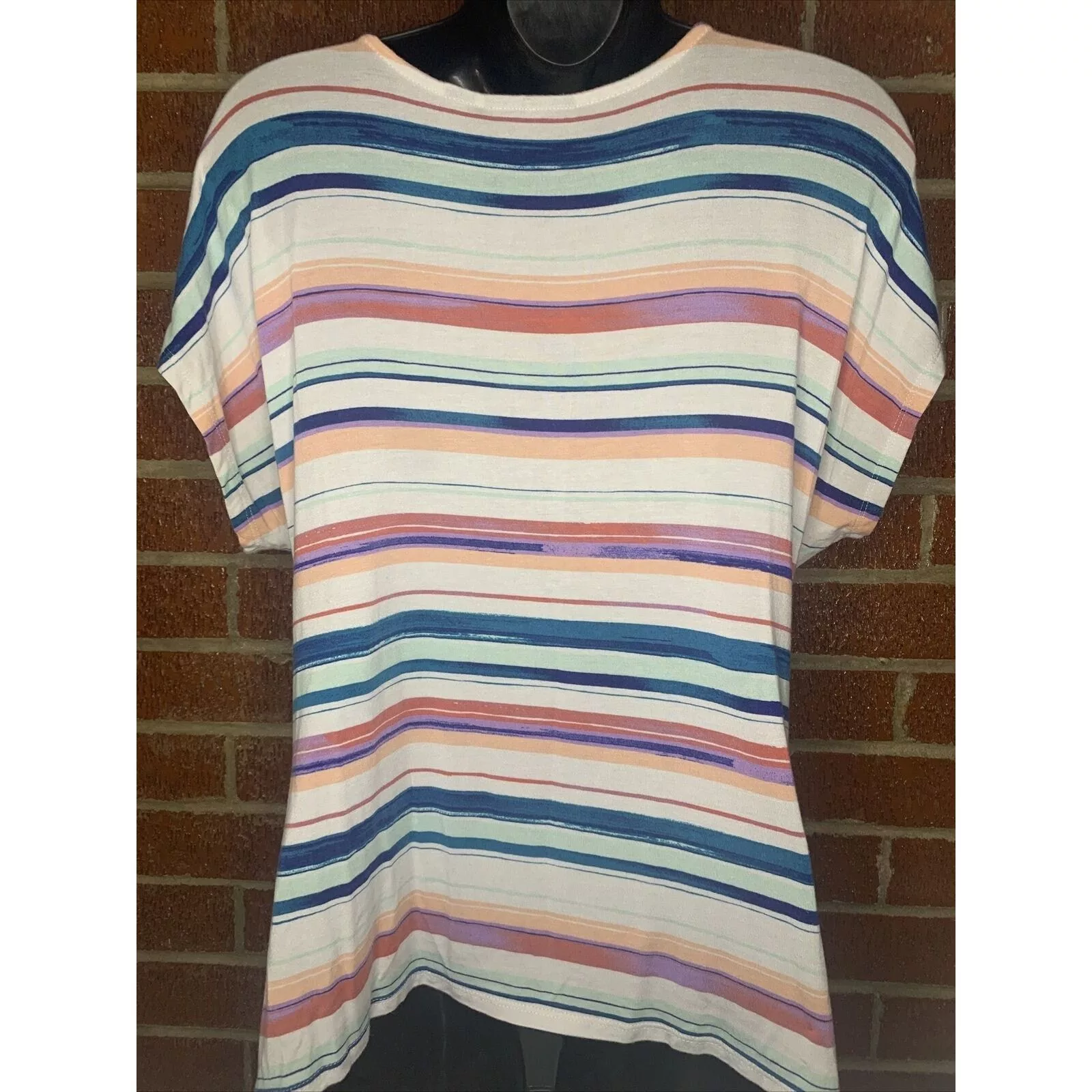 Apt. 9 Blouses Apt. 9 Apt 9 Women’s Blouse Stripe Vneck Petite Large Multi