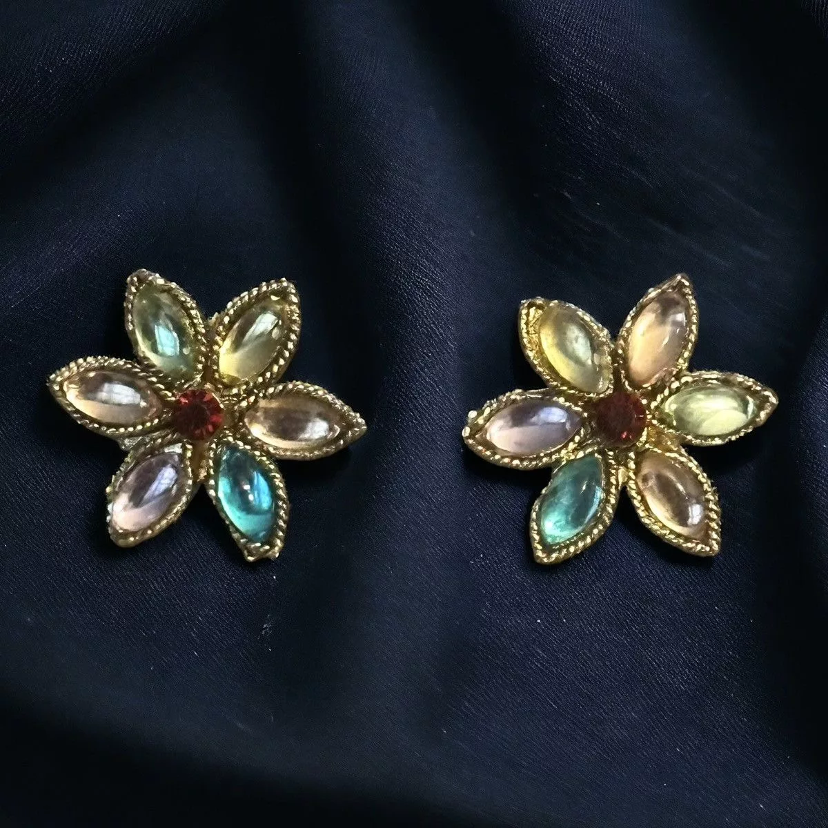 Other Earrings Other Multicolor gemstone flower earrings Gold