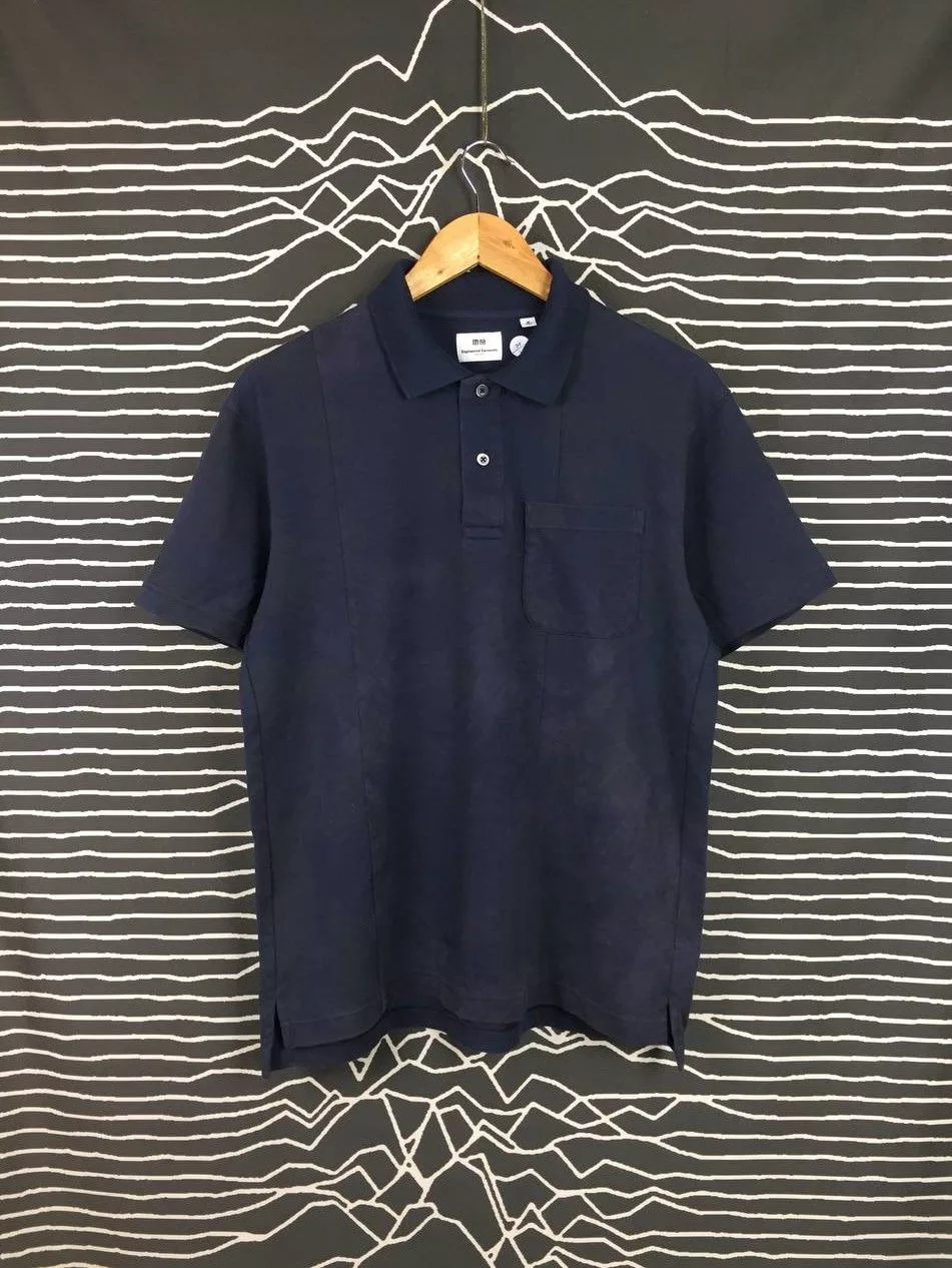 Engineered Garments Polos Engineered Garments × Japanese Brand × Uniqlo Engineered Garments x Uniqlo Pique Printed Polo Tee Blue