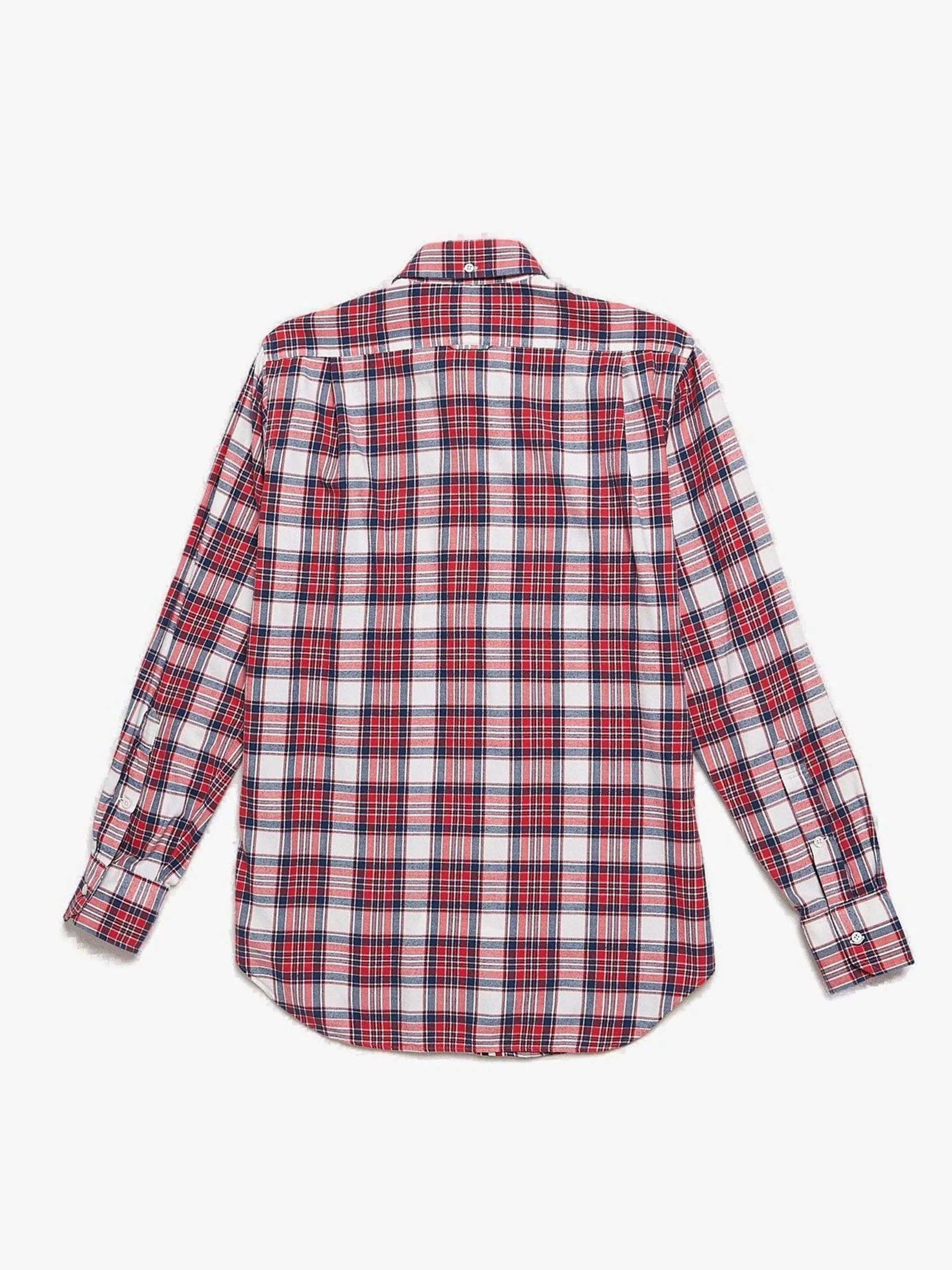 Thom Browne Long Sleeve T Shirts Thom Browne White Short Sleeved & Colorblock Striped Cotton Shirt