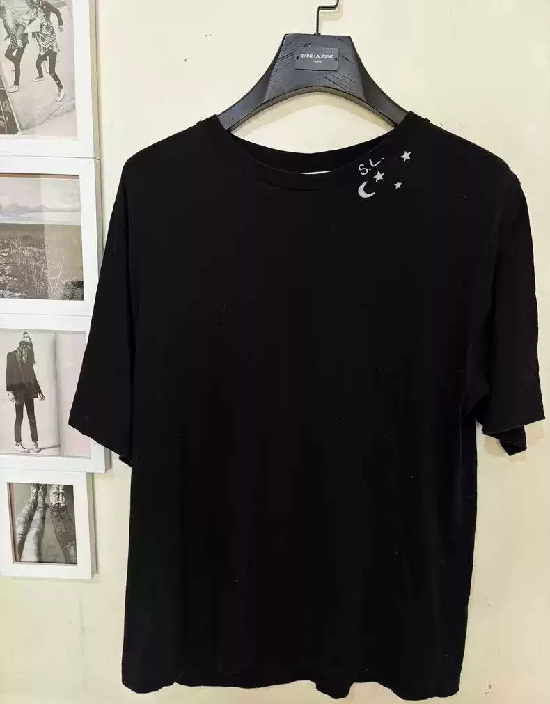 Saint Laurent Paris Short Sleeve T Shirts Saint Laurent Paris Saint laurent slp authentic 16ss Xingyue mulberry silk short sleeves Black