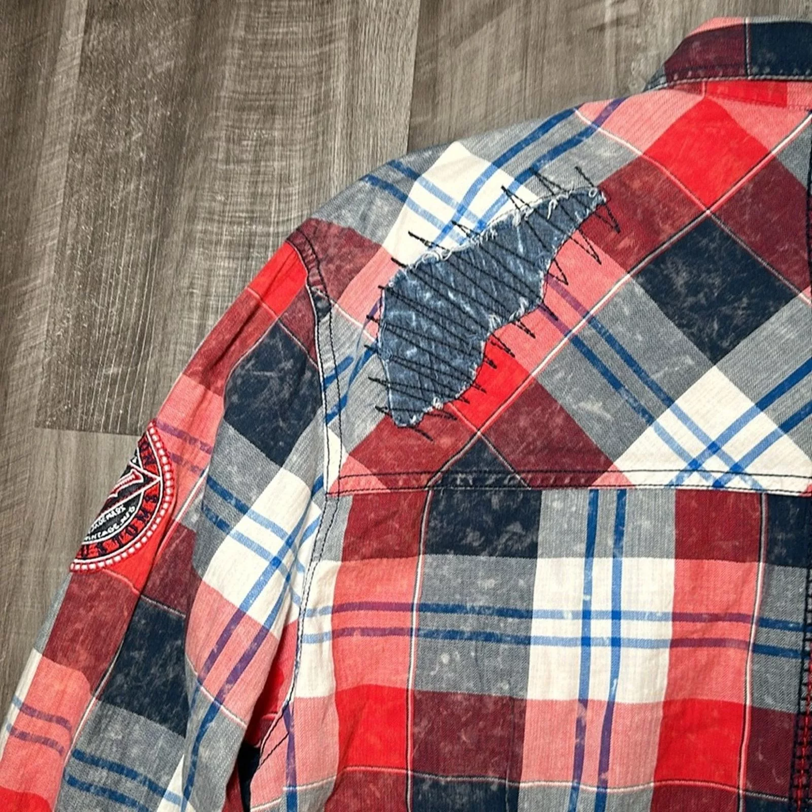 Affliction Shirts Button Ups Affliction Black Premium Limited Edition Slim Snap Button XL Red