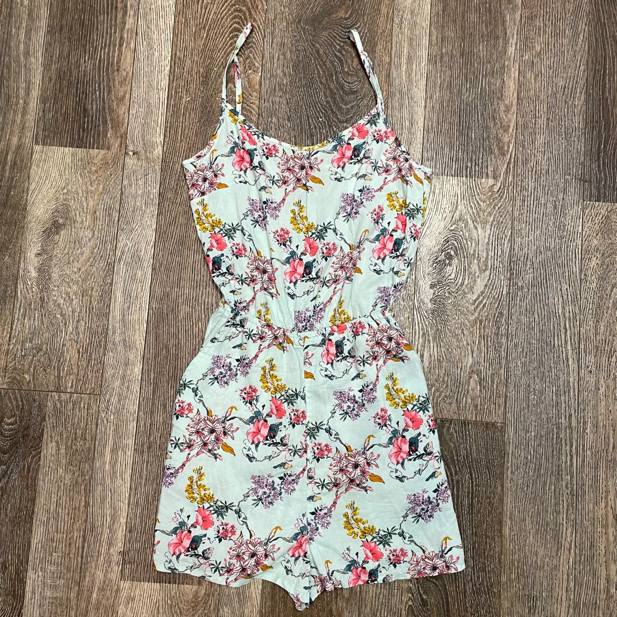 H&M Midi Dresses S - H&M Floral Patterned Romper Blue